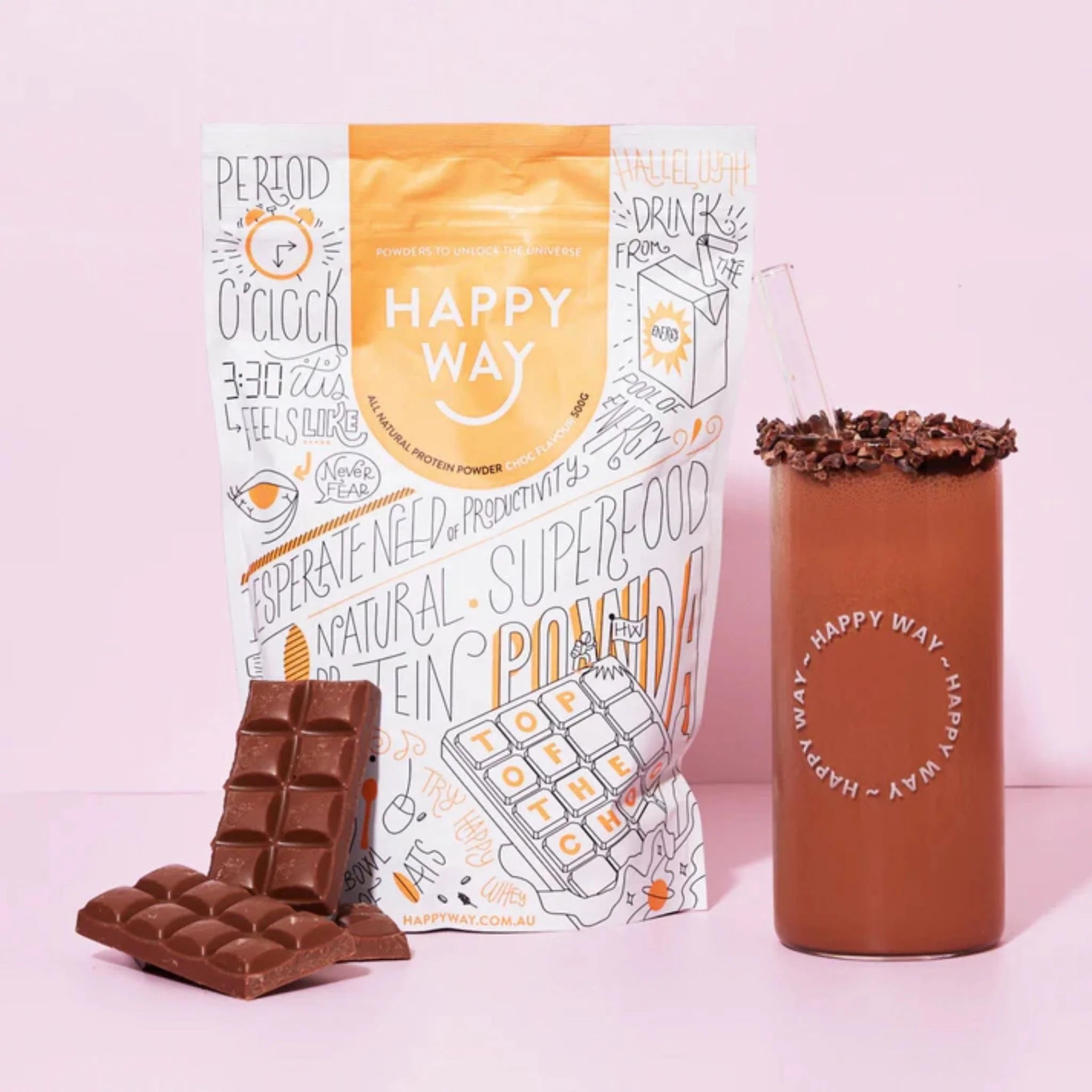 Happy Way Whey Protein Chocolate 500g - Nature's Source Inc