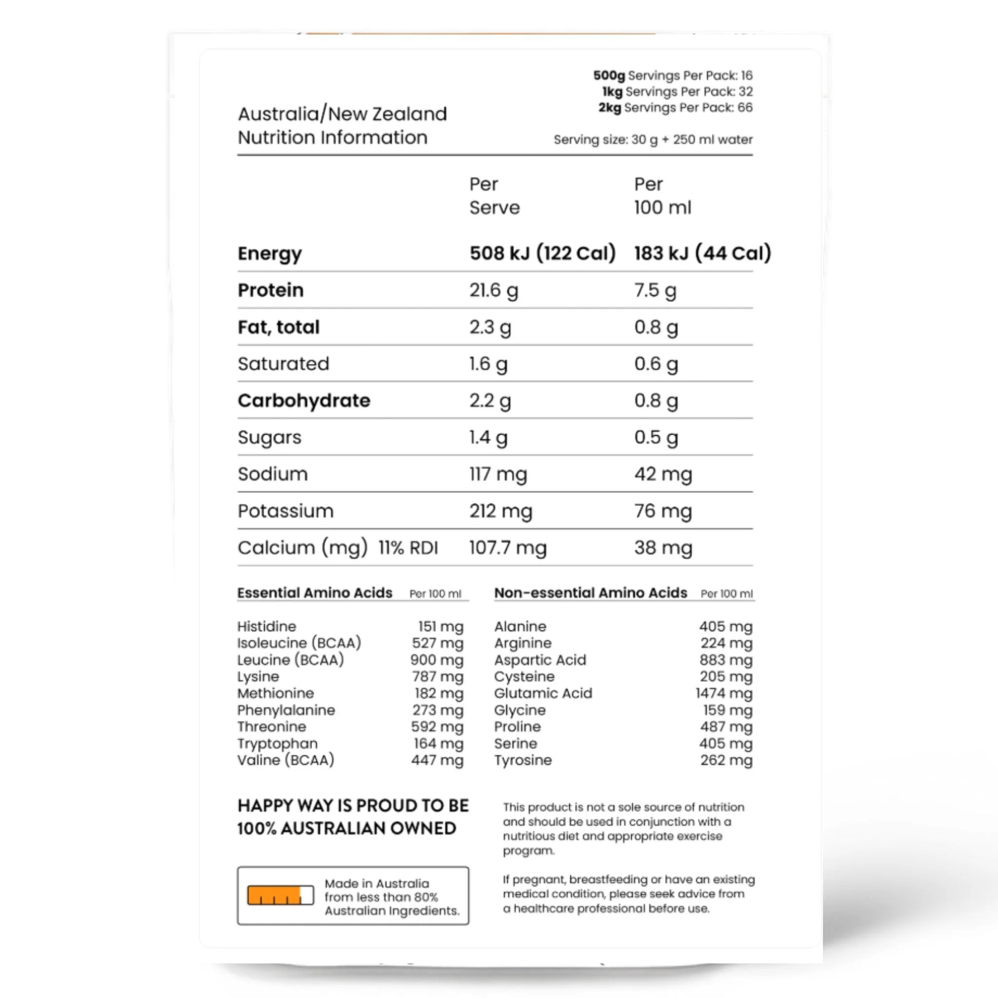 Happy Way Whey Protein Chocolate 500g - Nature's Source Inc