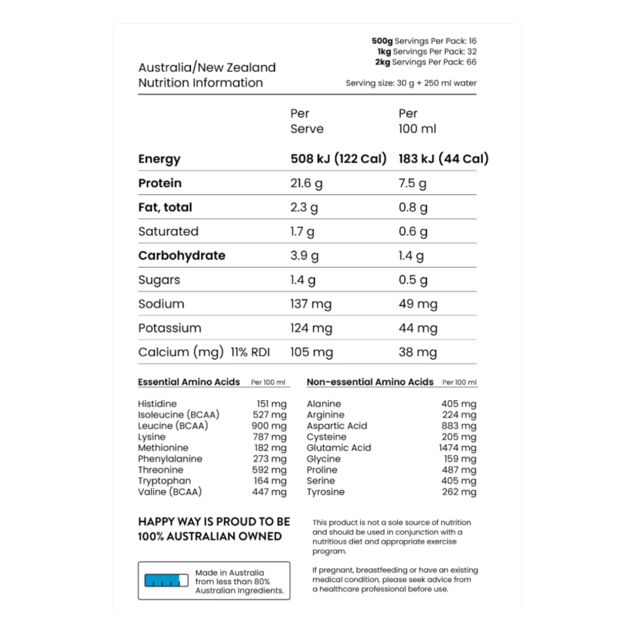 Happy Way Whey Protein Vanilla 1kg - Nature's Source Inc