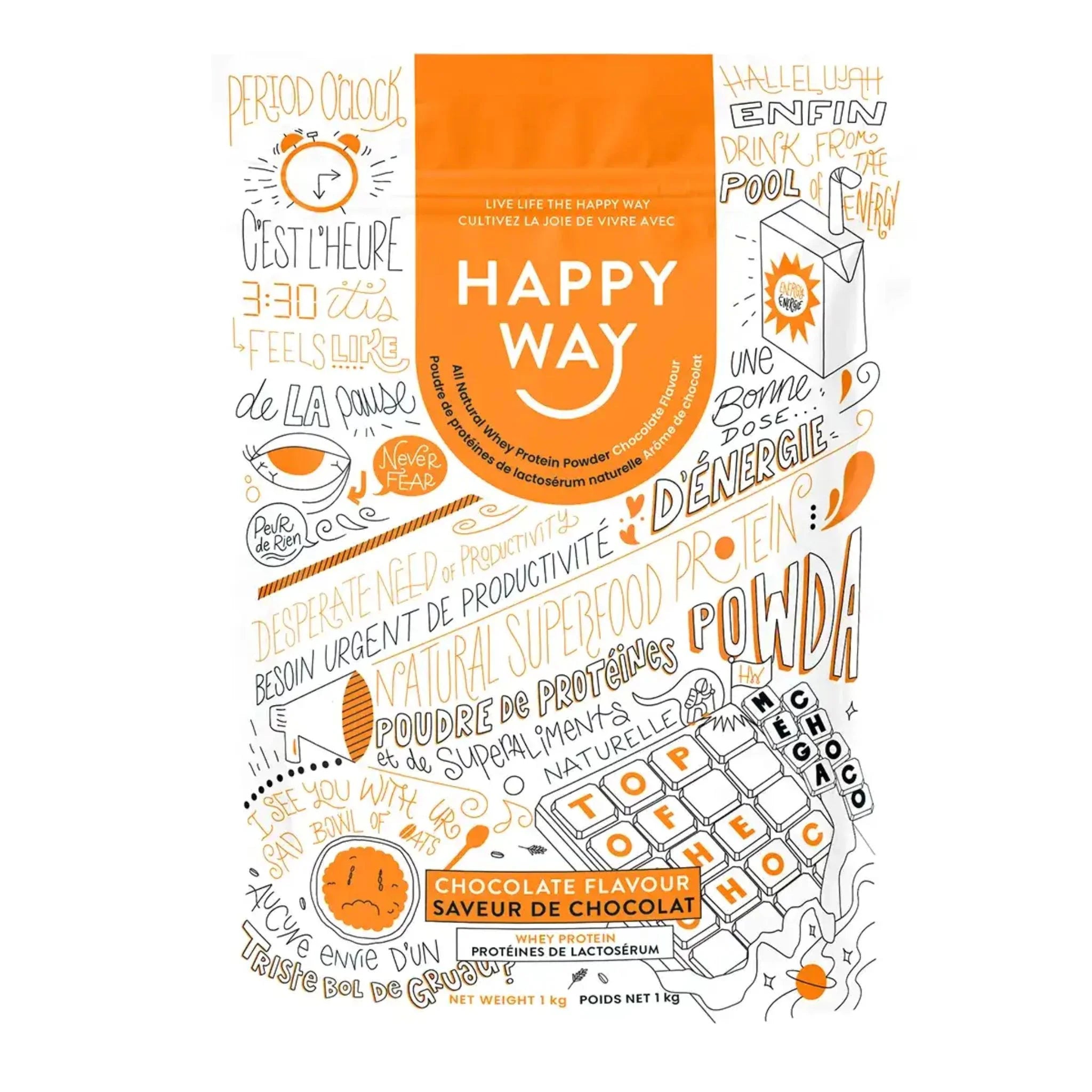 Happy Way Whey Protein Chocolate 1kg - Nature's Source Inc