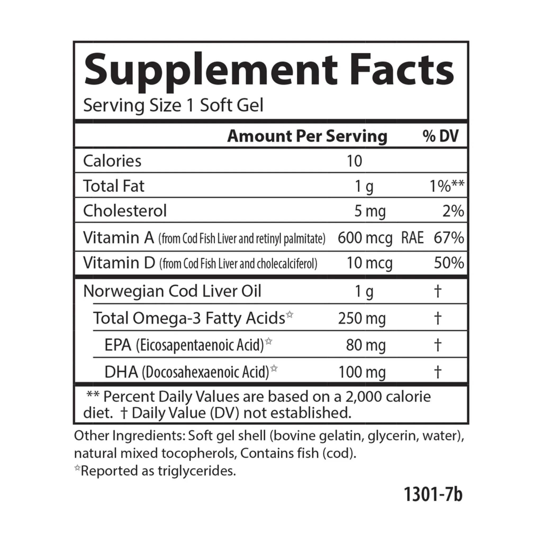 Carlson Labortories Super Cod Liver 100 Softgels - Nature's Source Inc