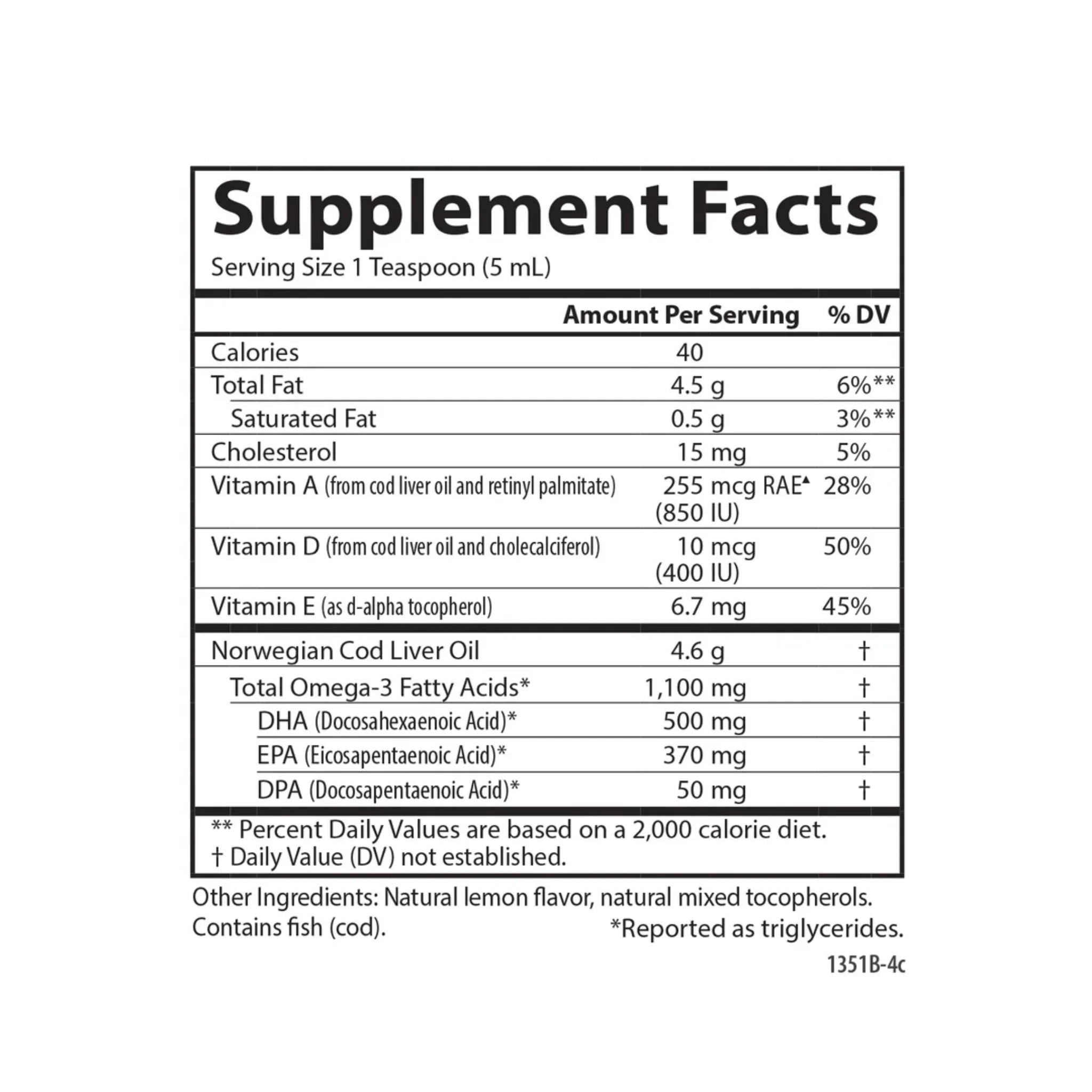 Carlson Labortories Cod Liver Oil Lemon 500ml - Nature's Source Inc