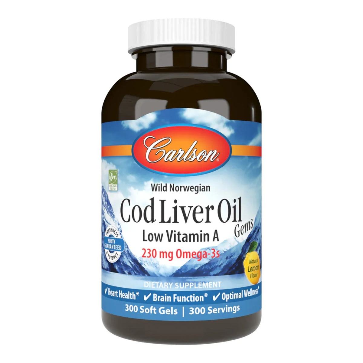 Carlson Labortories Low A Cod Liver Oil Lemon 300 Capsules