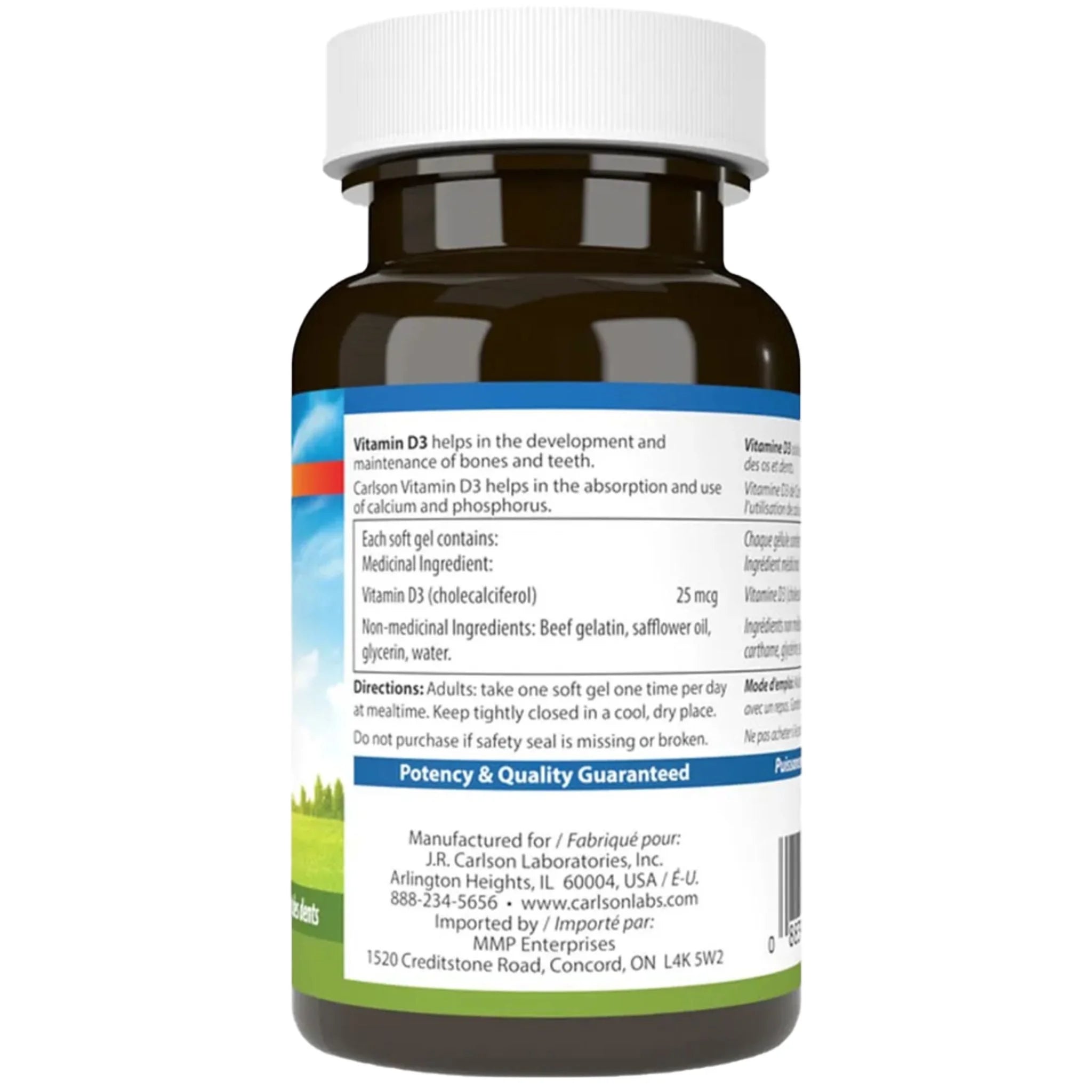 Carlson Laboratories Vitamin D3 1000IU 100 Softgels