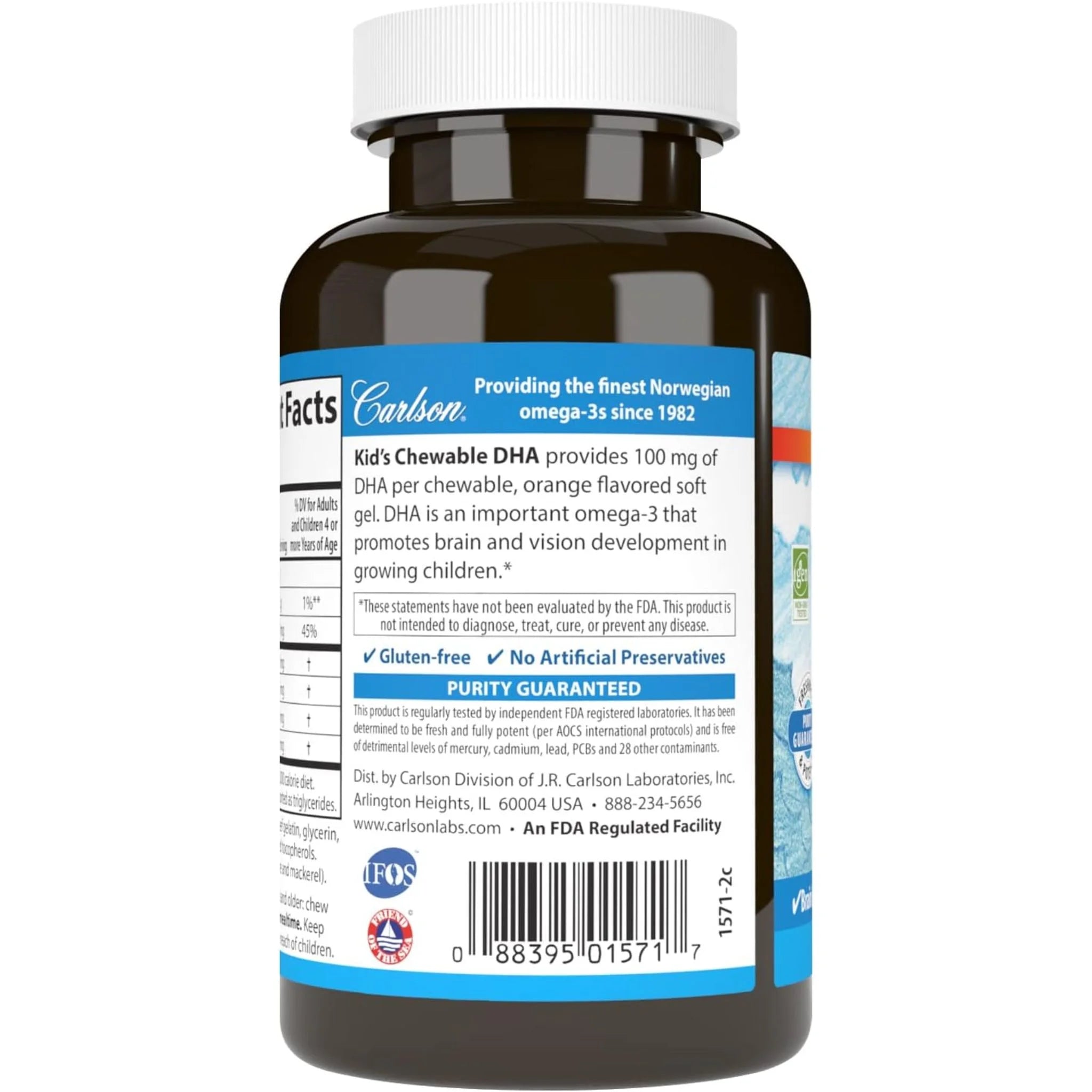 Carlson Laboratories Kids Chewable DHA Orange 120 Softgels