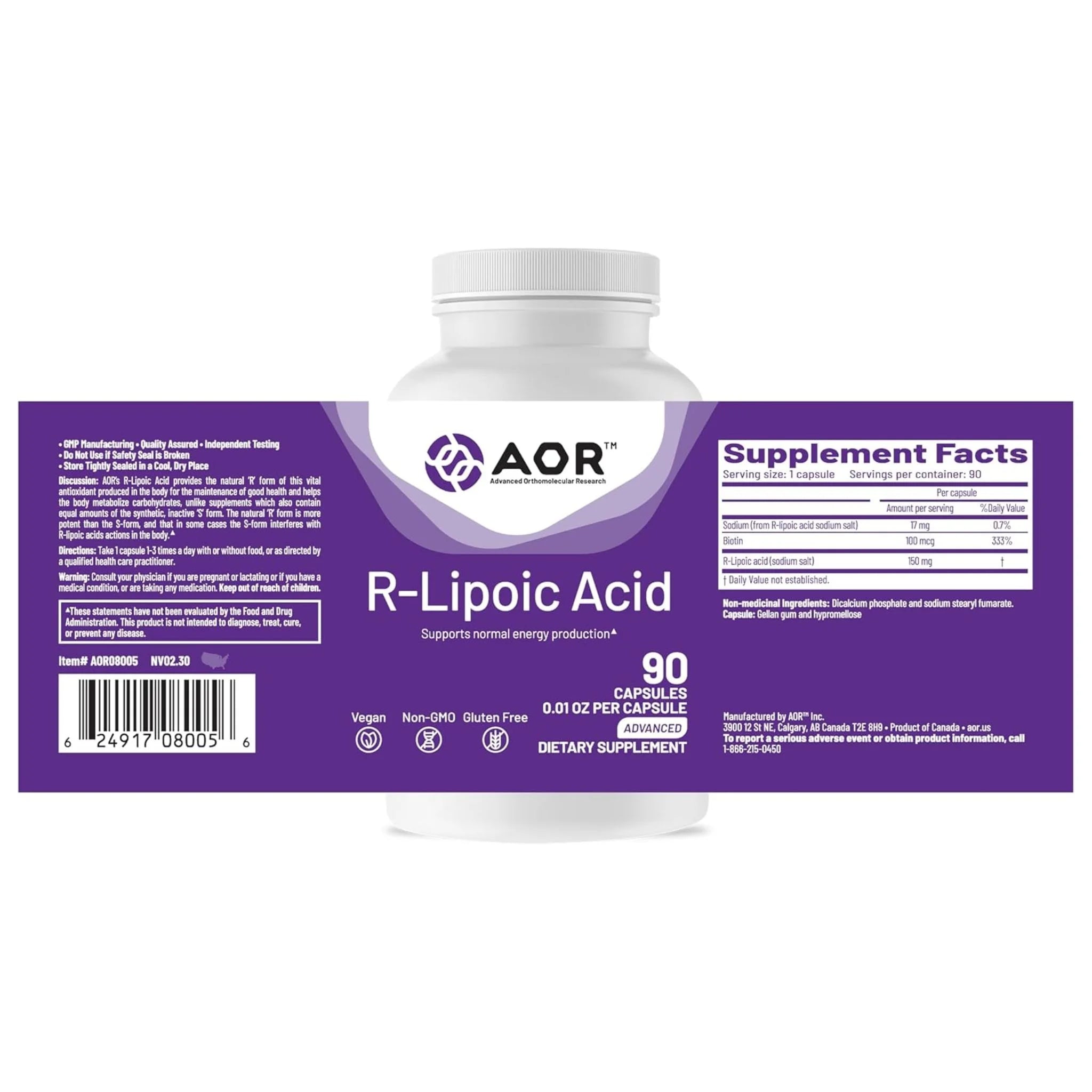 AOR R-Lipoic Acid 90 Veg-Caps - Nature's Source Inc