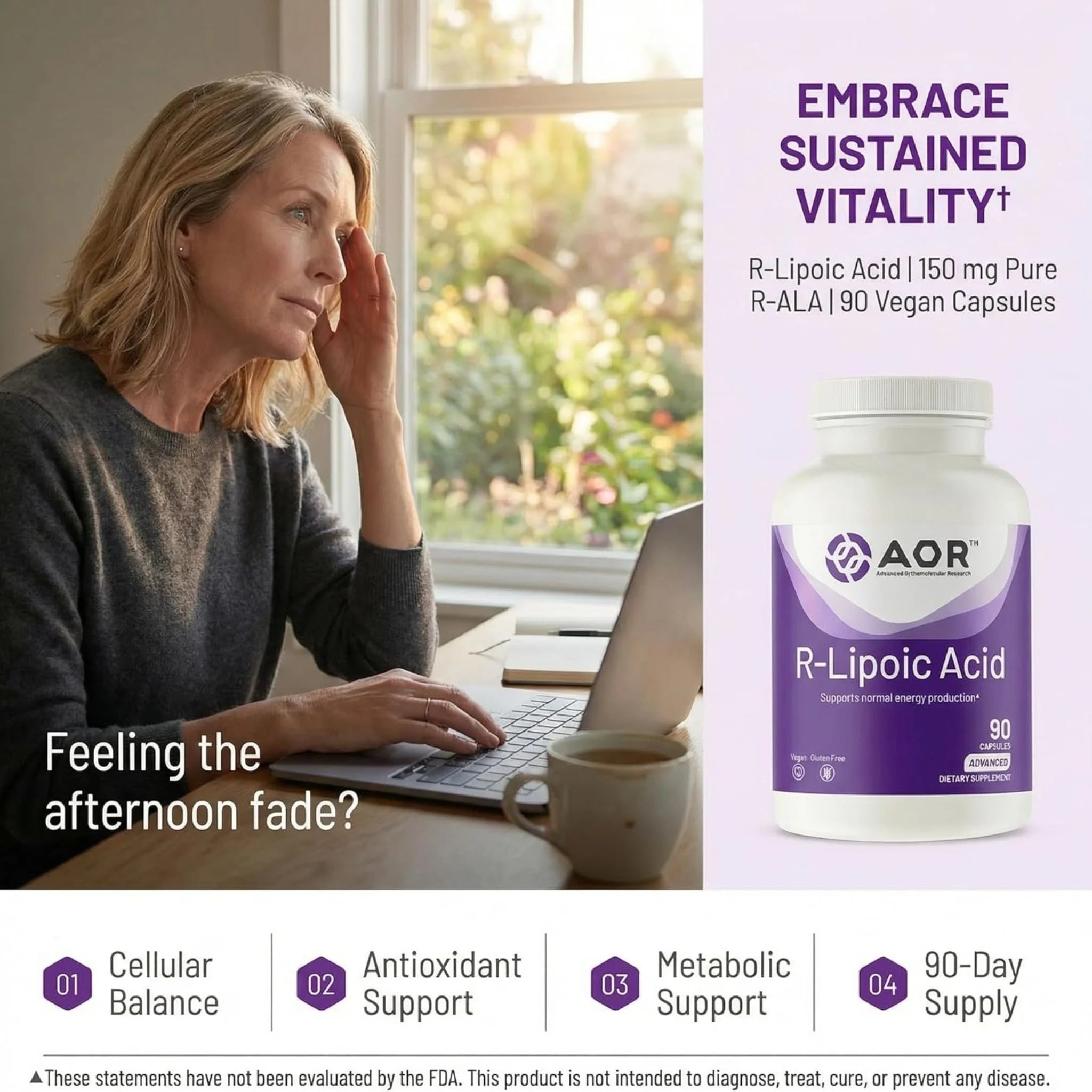 AOR R-Lipoic Acid 90 Veg-Caps - Nature's Source Inc