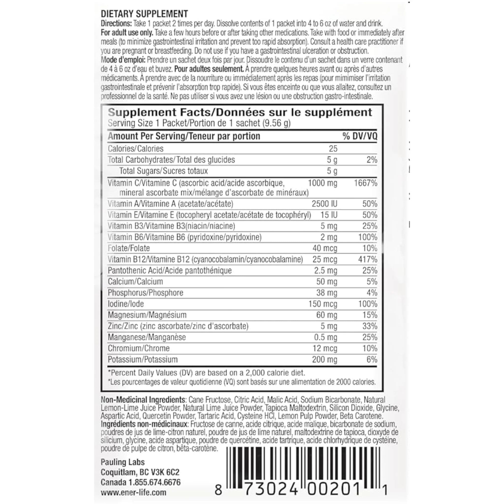 Ener-C Lemon Lime 30 Packets - Nature's Source Inc