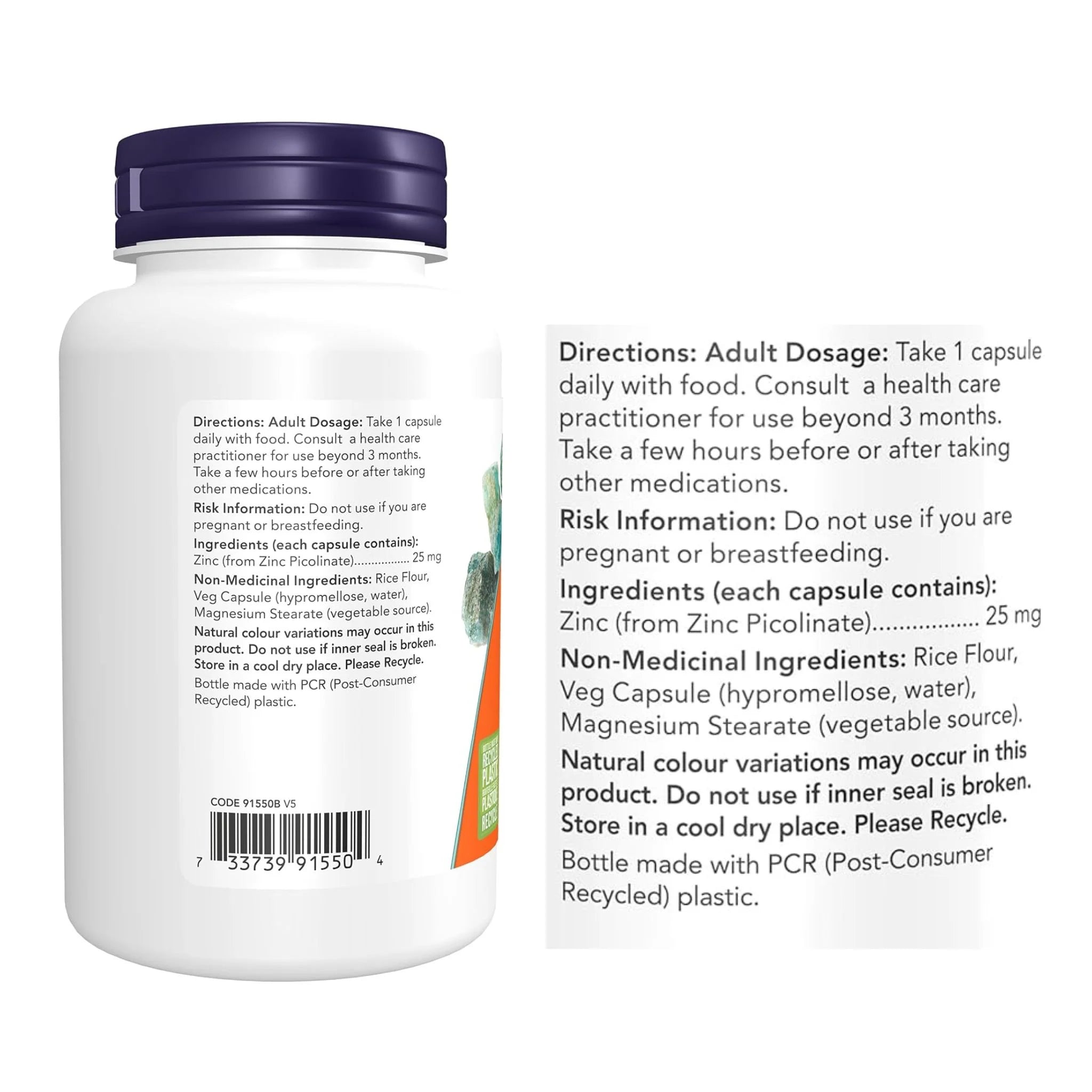 Now Zinc Picolinate 25mg 100ct - Nature's Source Inc