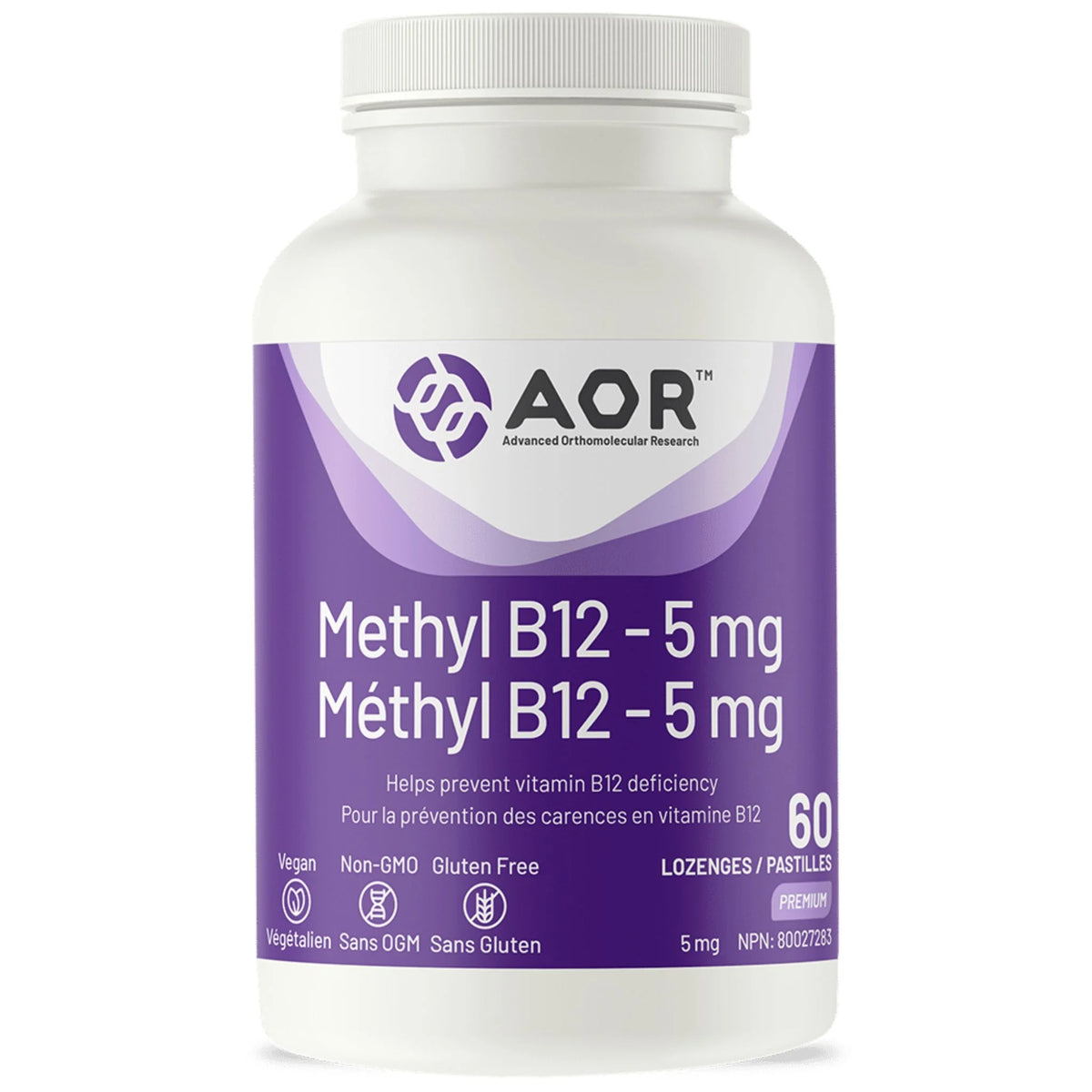AOR Methyl B12 - 5mg 60 Lozenges - Nature's Source Inc
