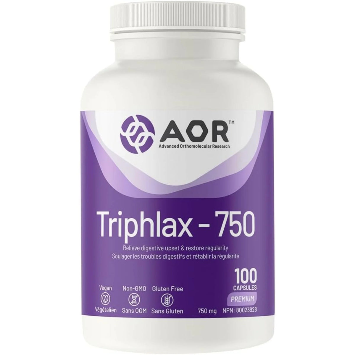 AOR Triphlax 750mg 100 Vegan Capsules
