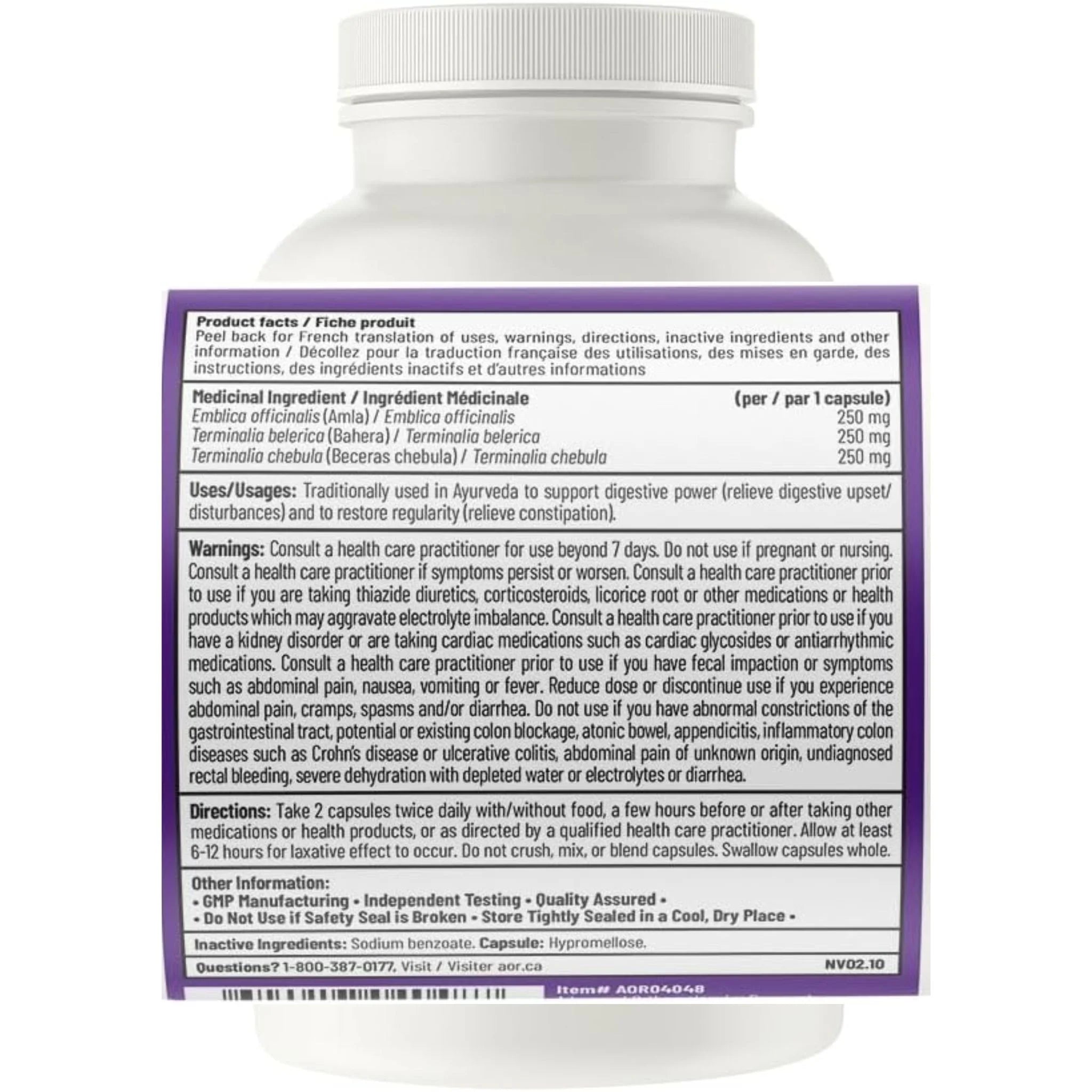 AOR Triphlax 750mg 100 Vegan Capsules
