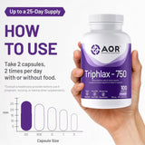 AOR Triphlax 750mg 100 Vegan Capsules
