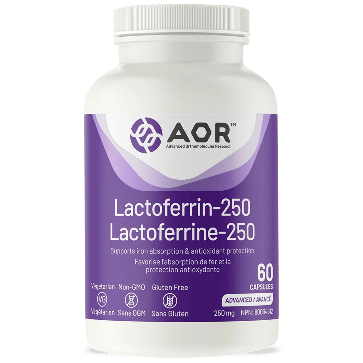 AOR Lactoferrin 250mg 60 Vegan Capsules