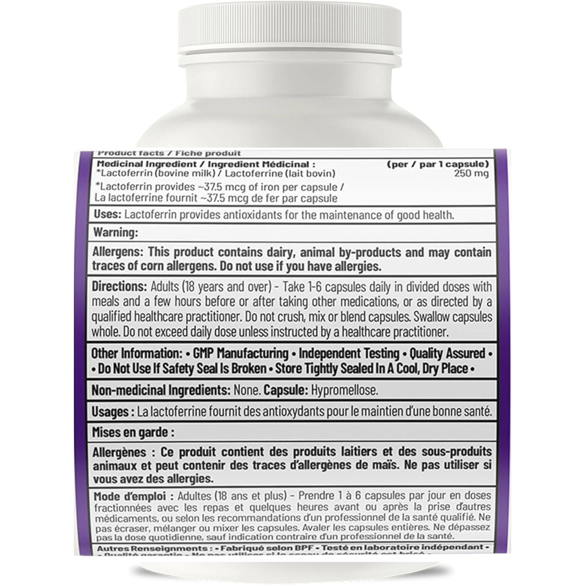 AOR Lactoferrin 250mg 60 Vegan Capsules