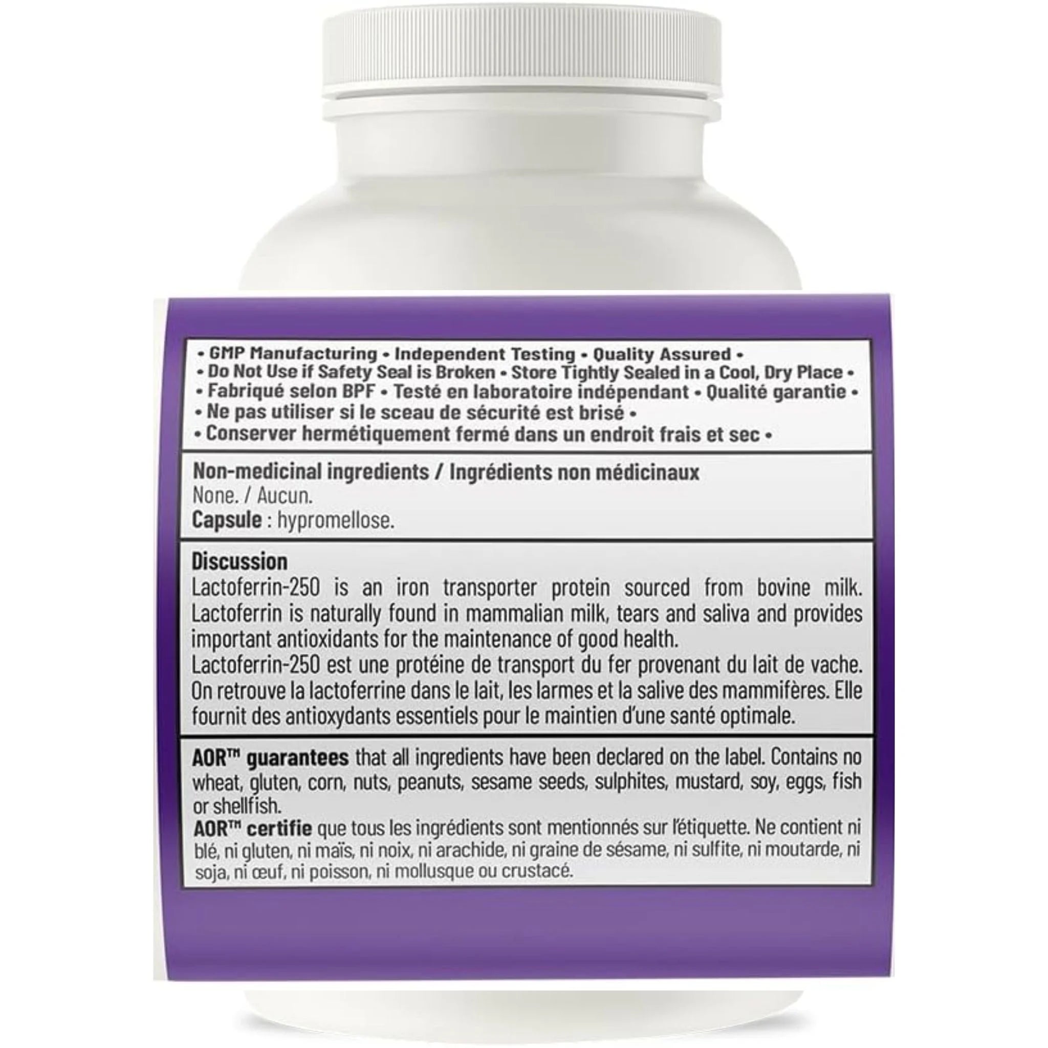AOR Lactoferrin 250mg 60 Vegan Capsules