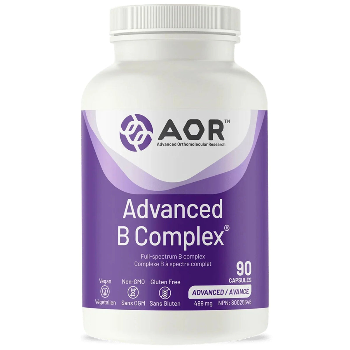 AOR Advanced B Complex 602mg, 90 Vegan Capsules - Nature's Source Inc