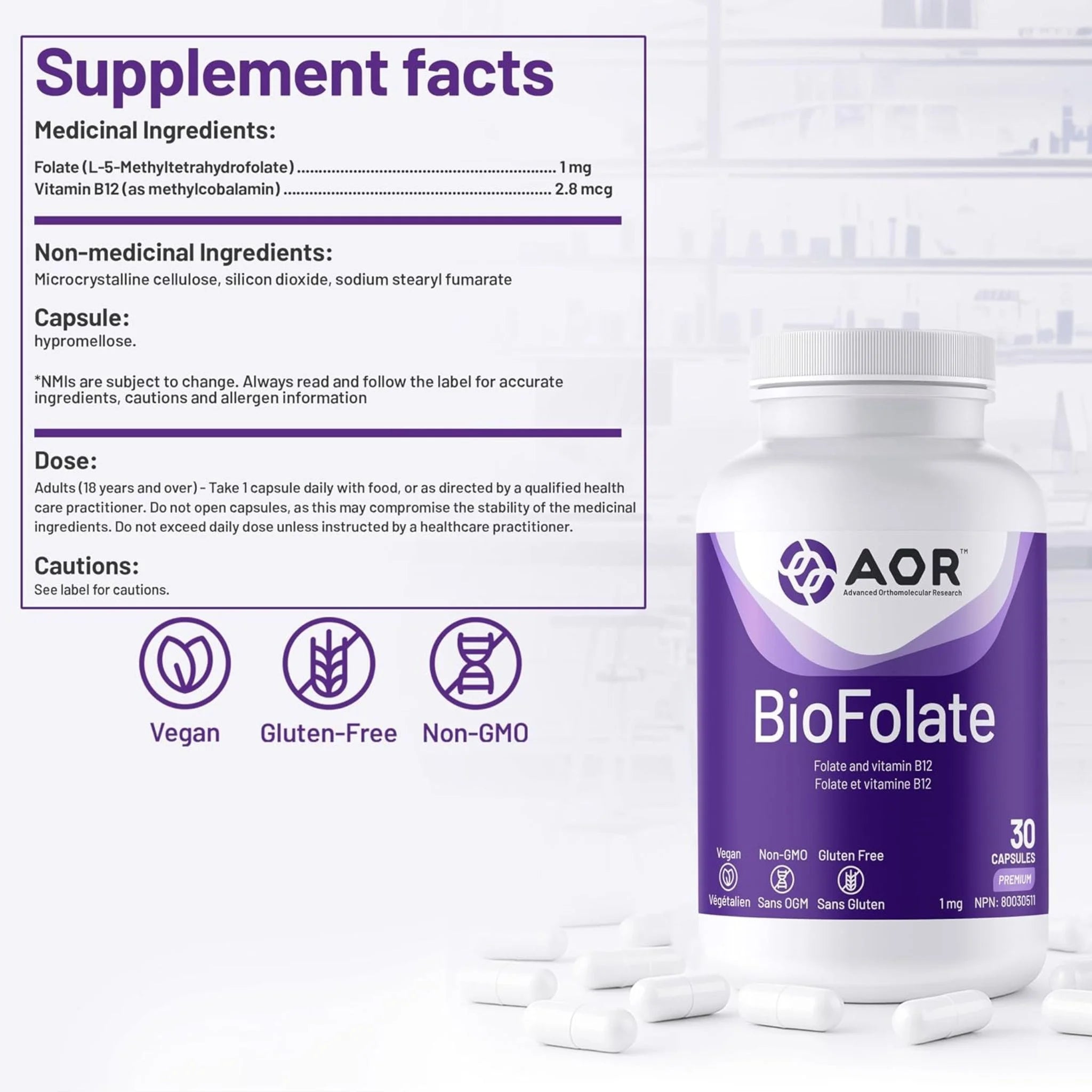 AOR Biofolate 30 Veg-Caps
