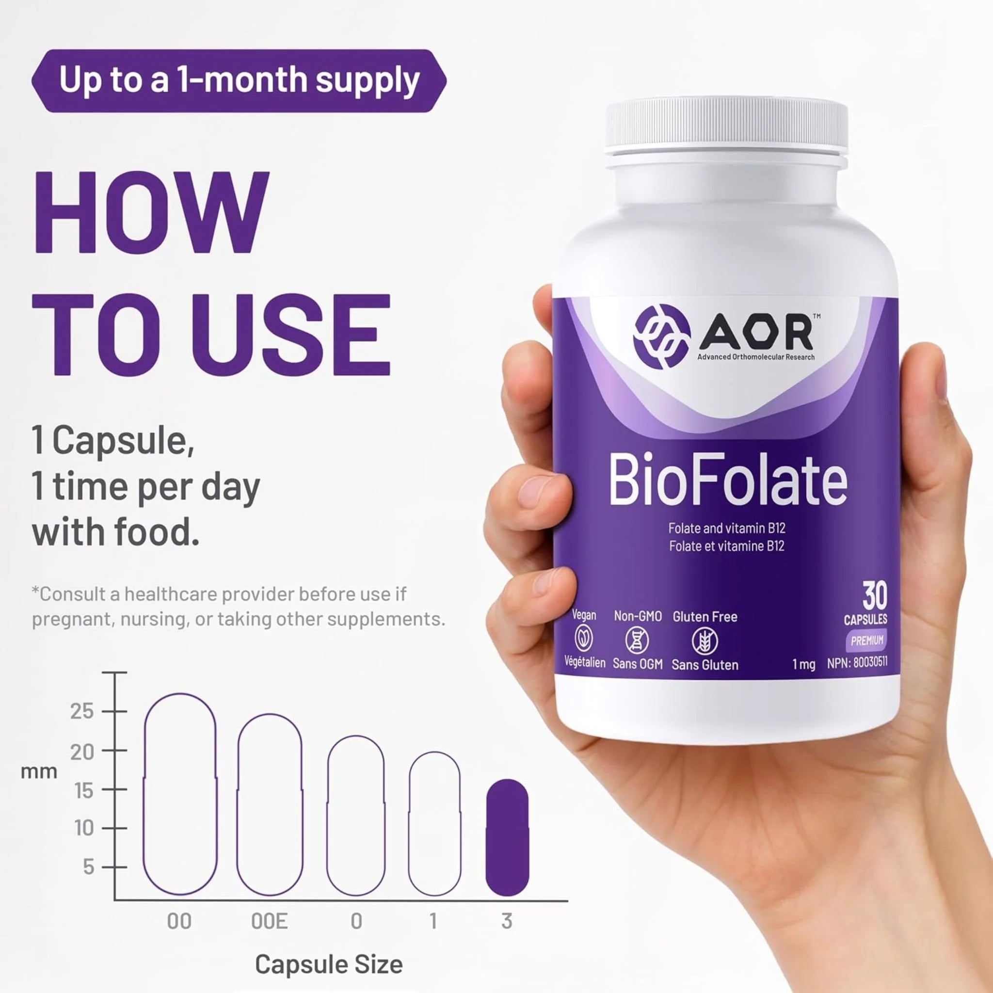AOR Biofolate 30 Veg-Caps