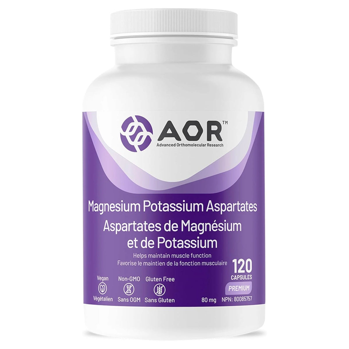 AOR Magnesium Potassium Aspartates 120 Veg-Caps