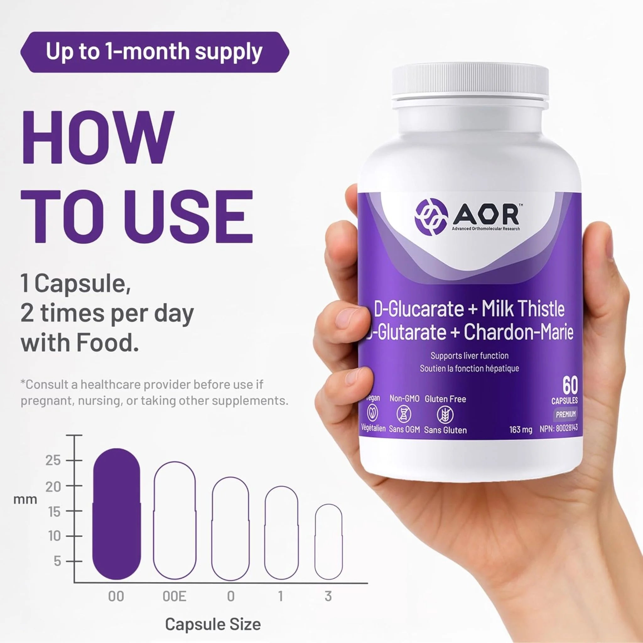AOR D-Glucarate + Milk Thistle 60 Capsules