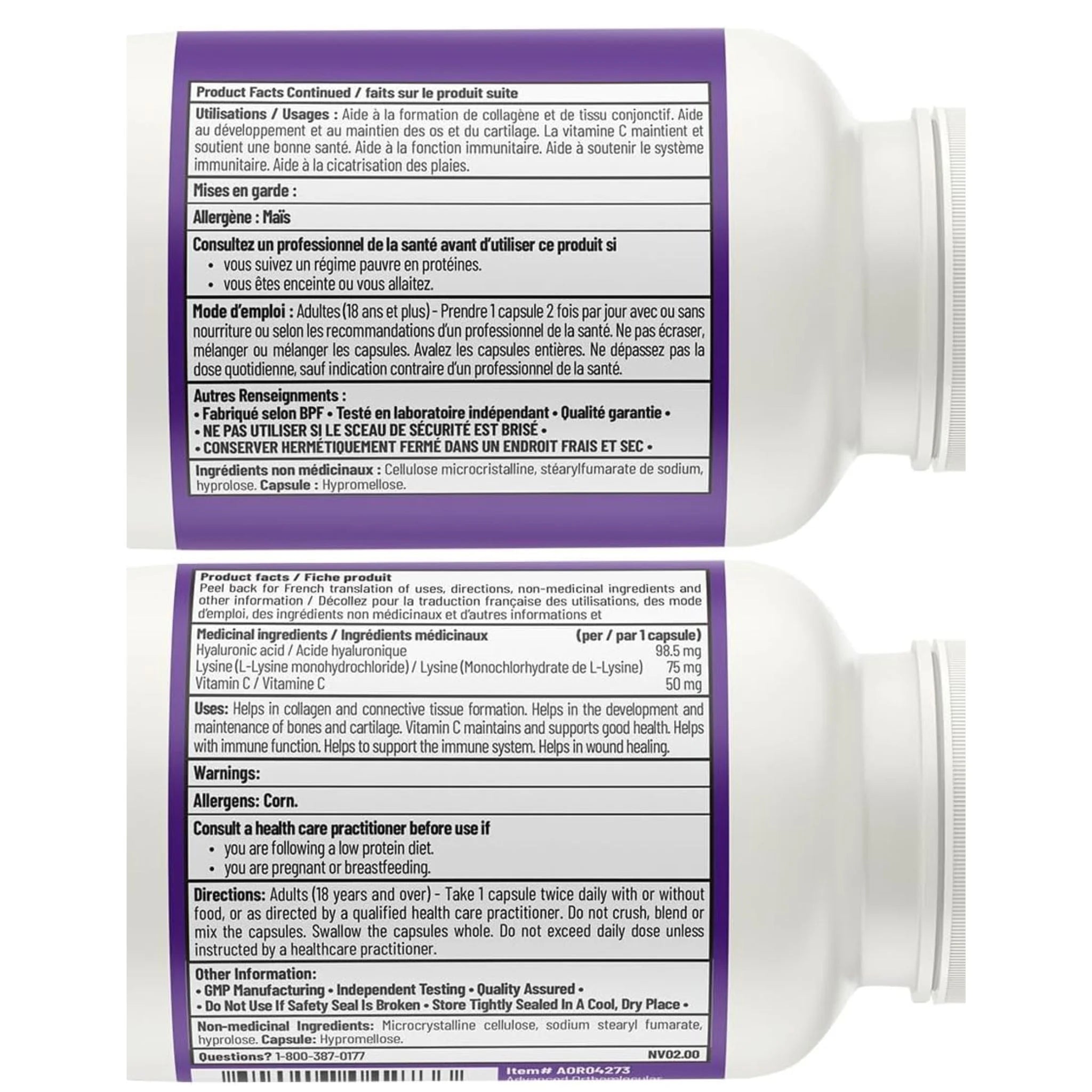 AOR Lysine Vitamin C And Hyaluronic Acid 60 Veg-Caps