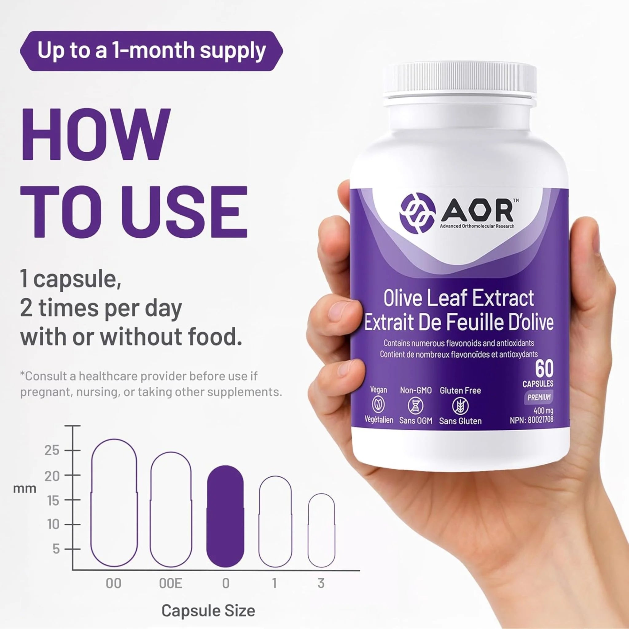 AOR Olive Leaf Extract 60 Veg-Caps - Nature's Source Inc