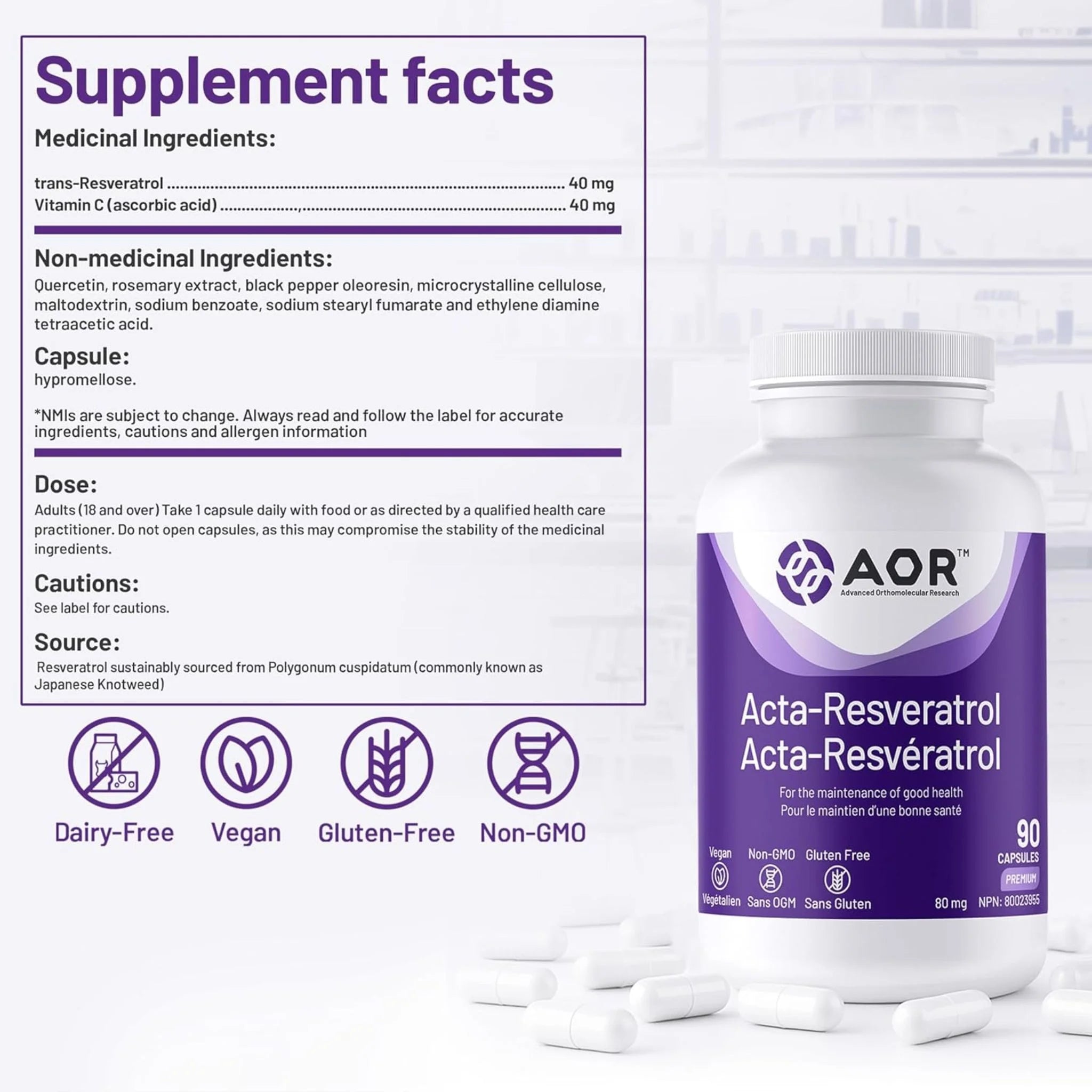 AOR Acta Resveratrol 90 Veg-Caps - Nature's Source Inc