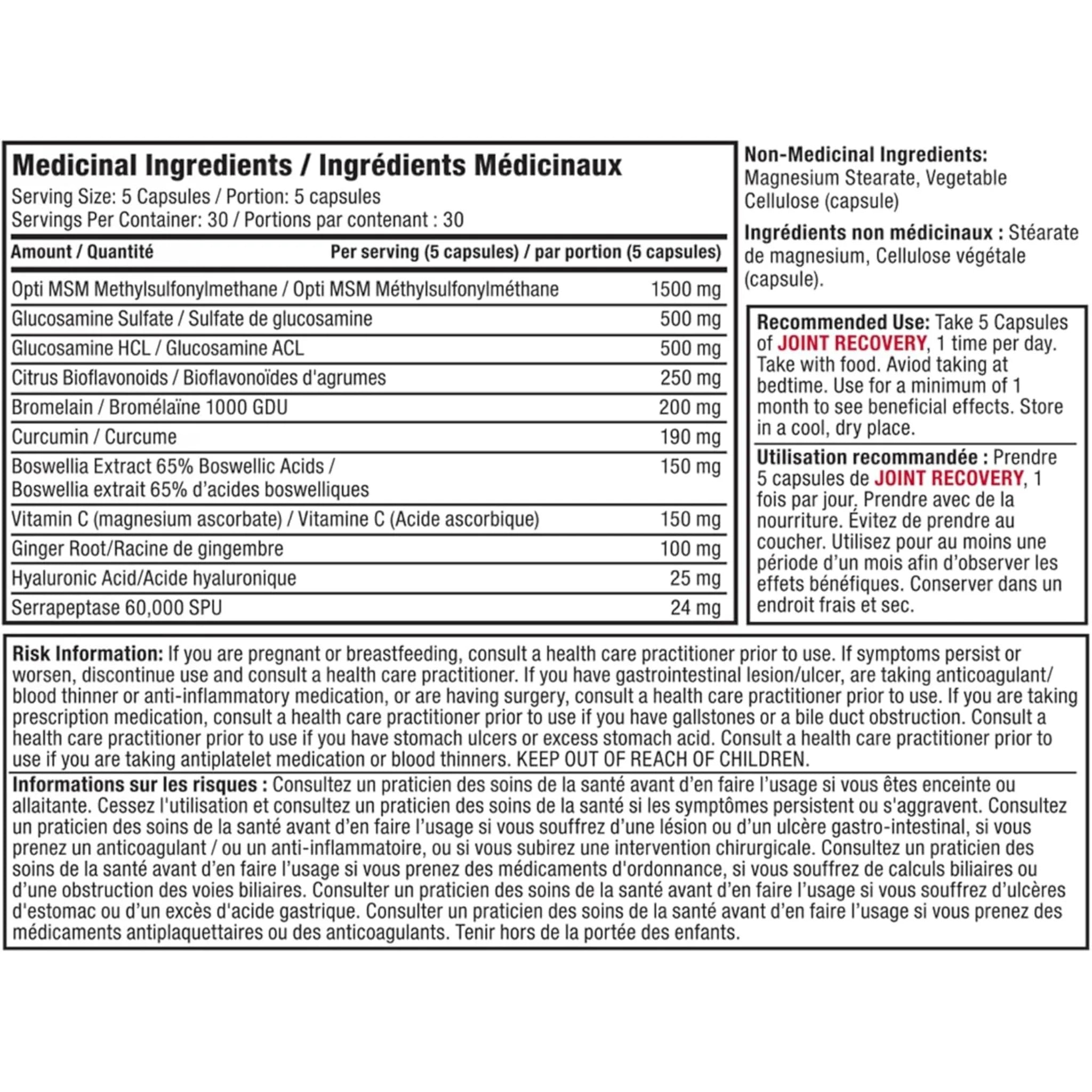 Alora Naturals Joint Recovery 300 Vegetarian Capsules - Nature's Source Inc