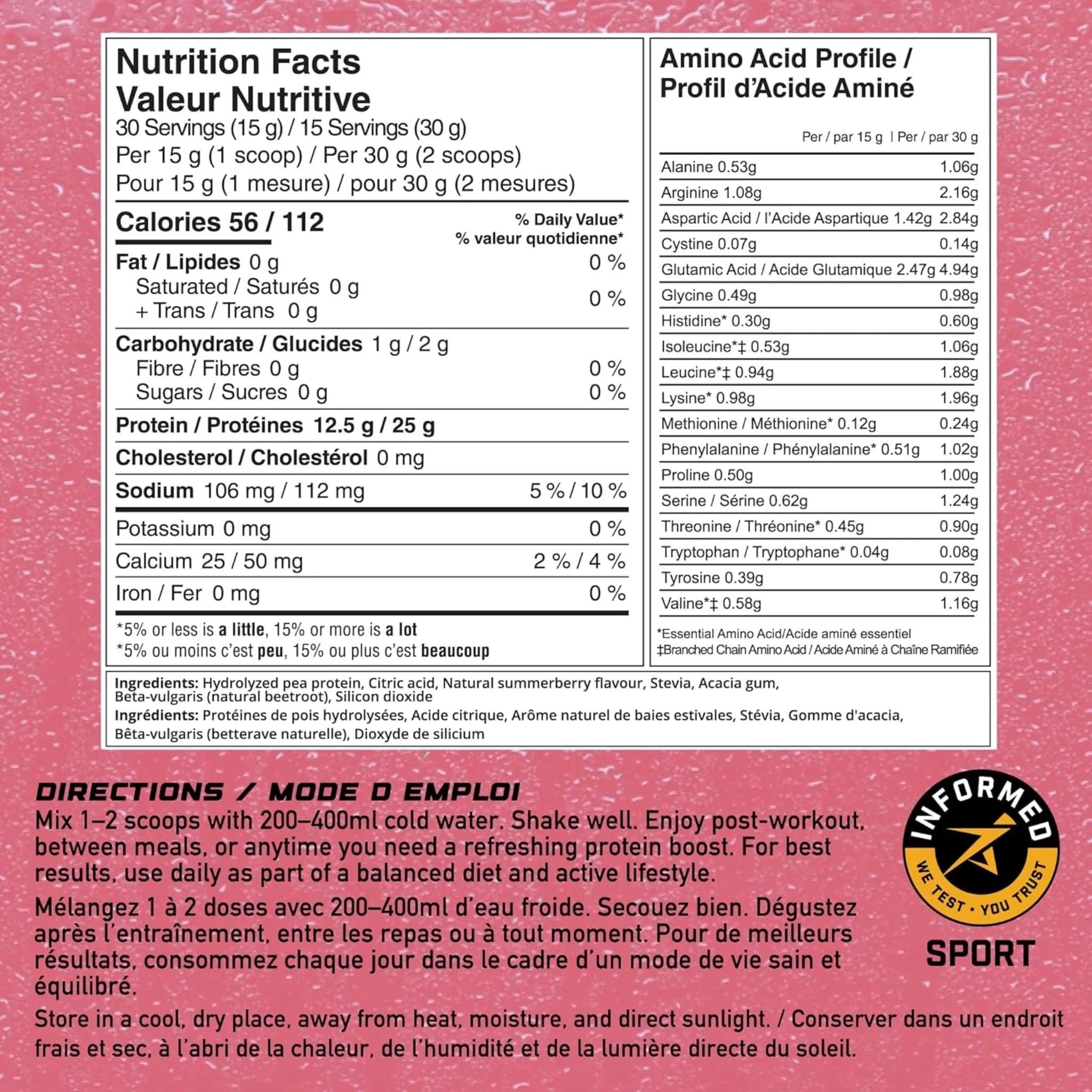 VEGAIN SURGE Clear Vegan Isolate Summer Berry Lemonade 454g - Nature's Source Inc