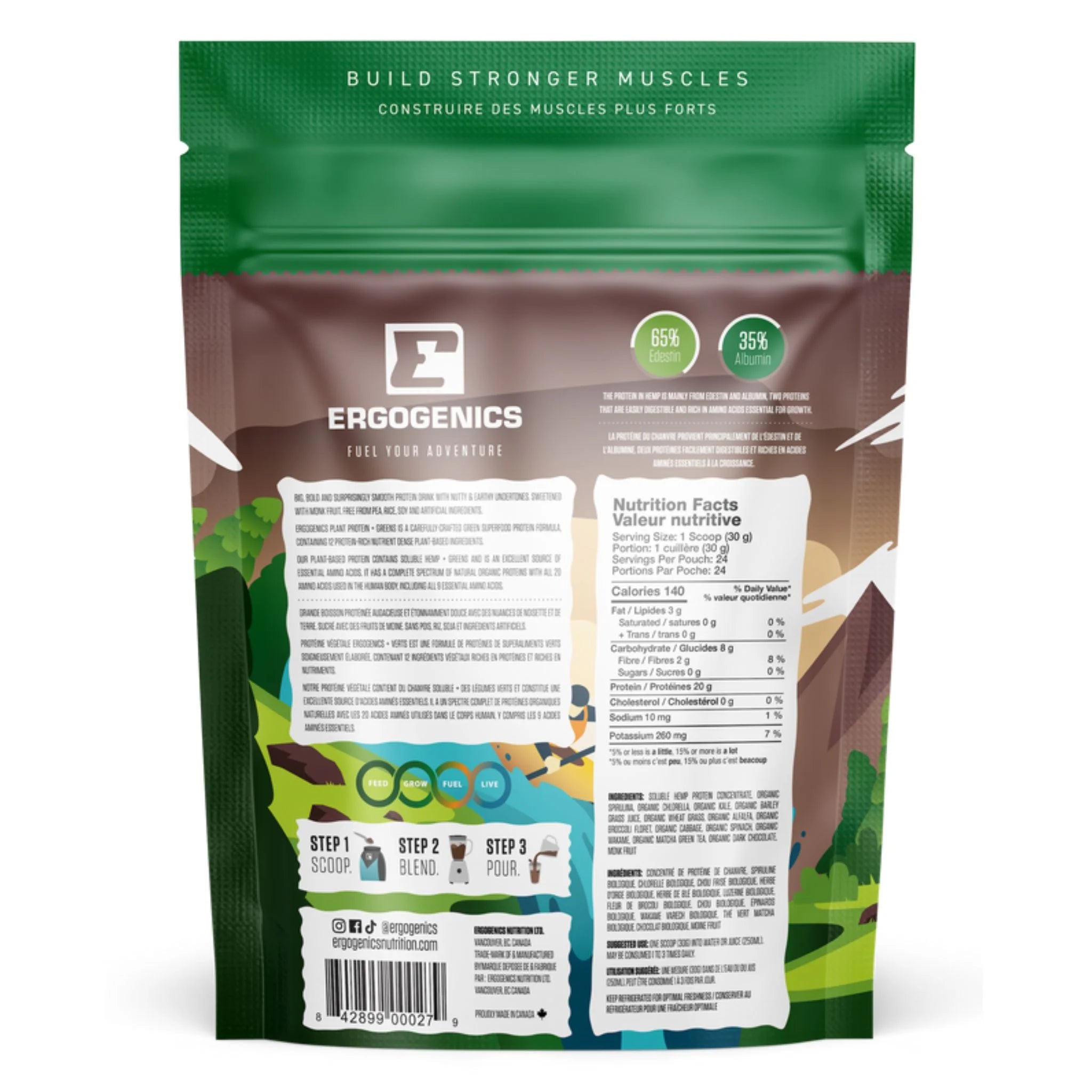 Ergogenics Nutrition Plant Protein Dark Chocolate 720g - Nature's Source Inc