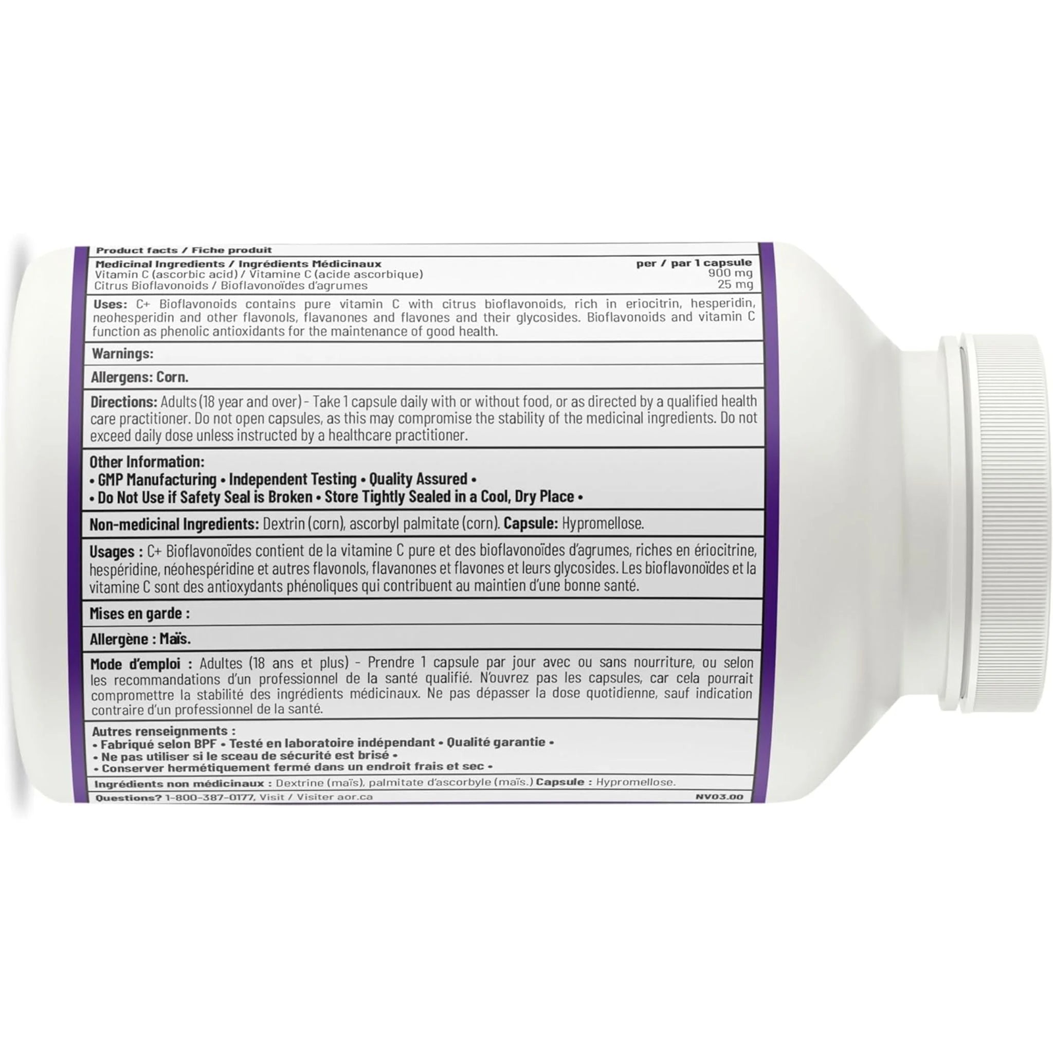 AOR C + Bioflavonoids - 200 Veg Capsules - Nature's Source Inc