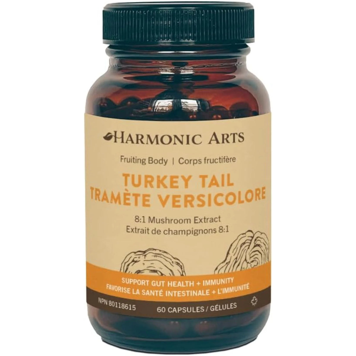 Harmonic Arts Turkey Tail 8:1 Mushroom Extract 60 Capsules - Nature's Source Inc