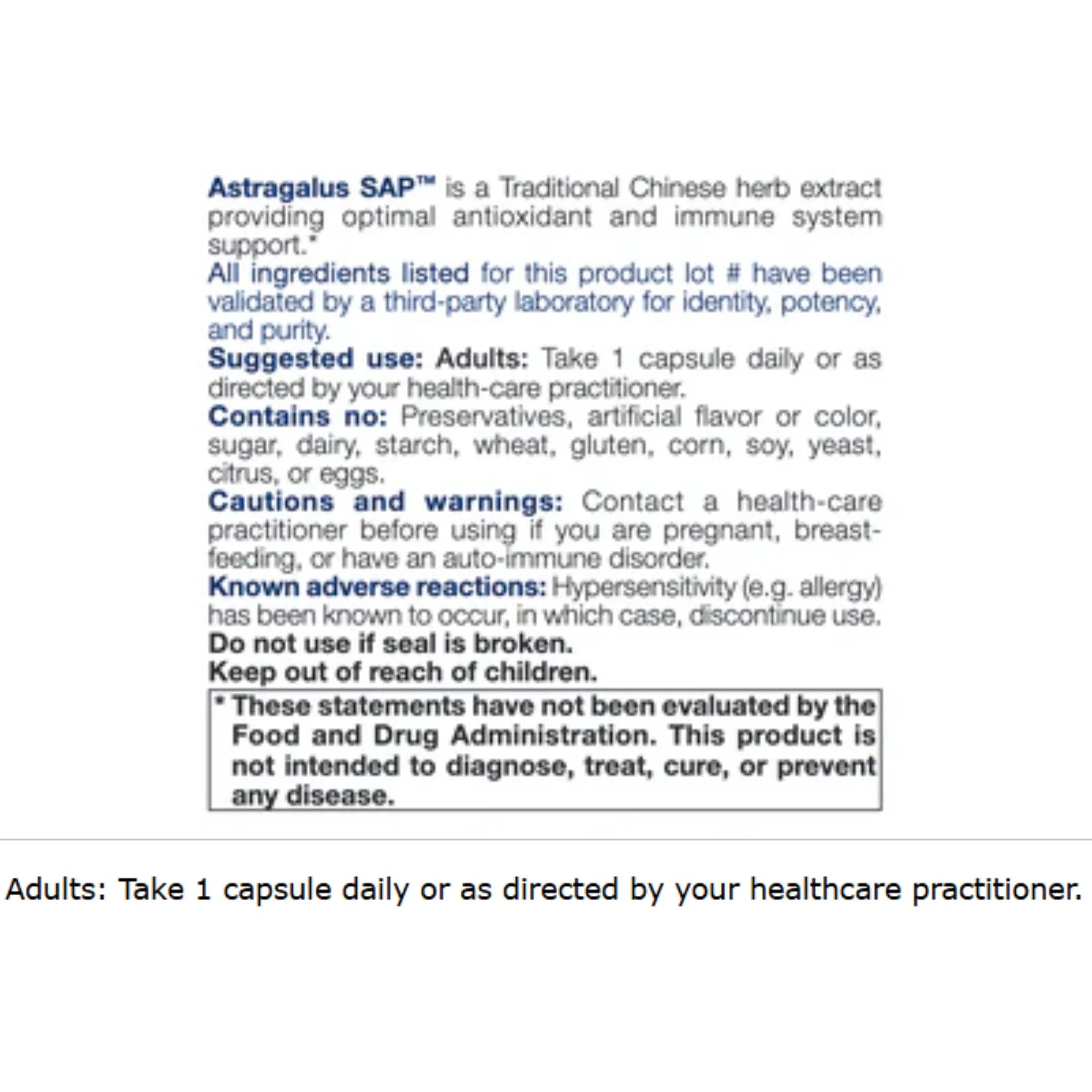 NFH Astragalus SAP 90 capsules - Nature's Source Inc