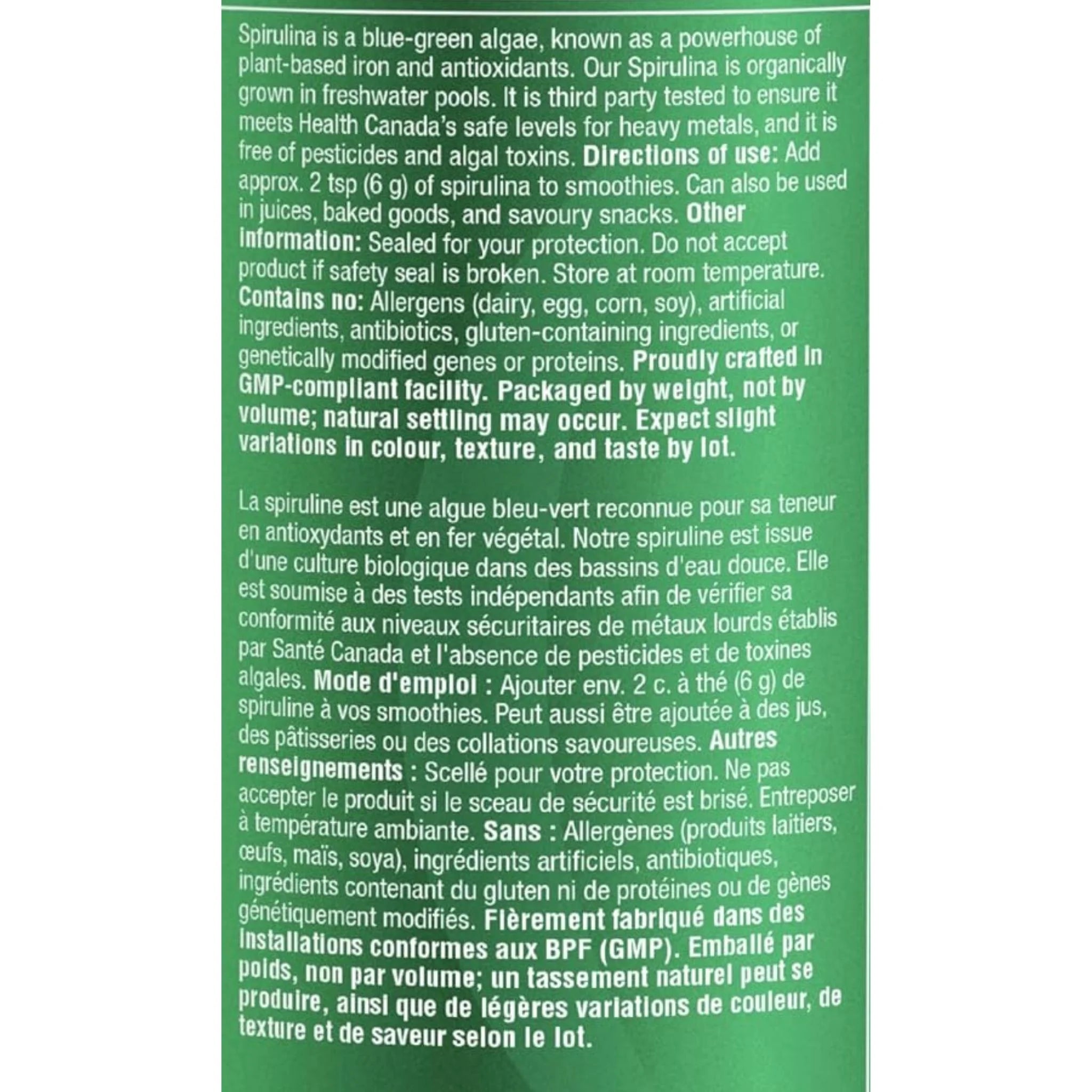 Organika Organic Spirulina - Nature's Source Inc
