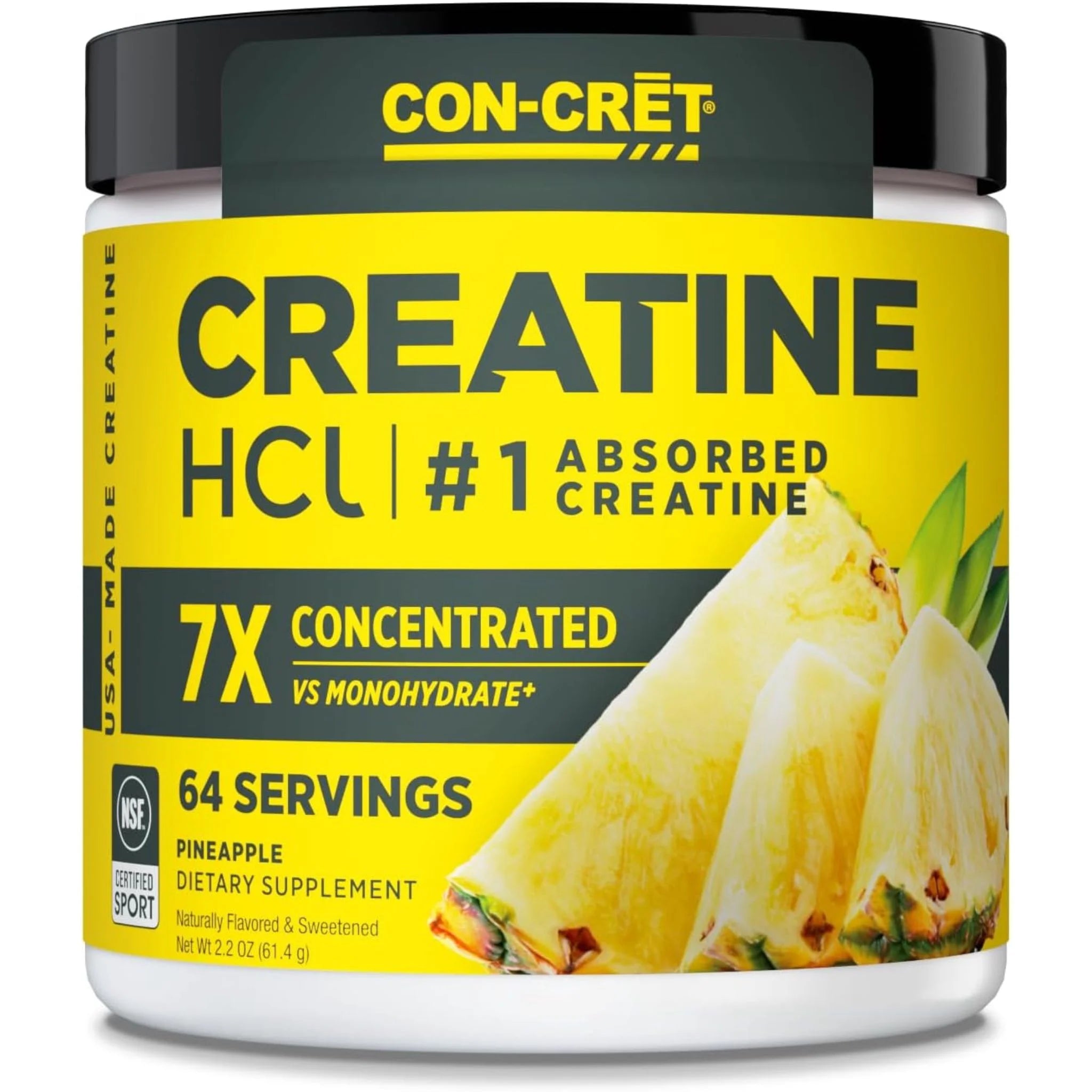 CON-CRET Creatine HCl Pineapple 61.4g - Nature's Source Inc