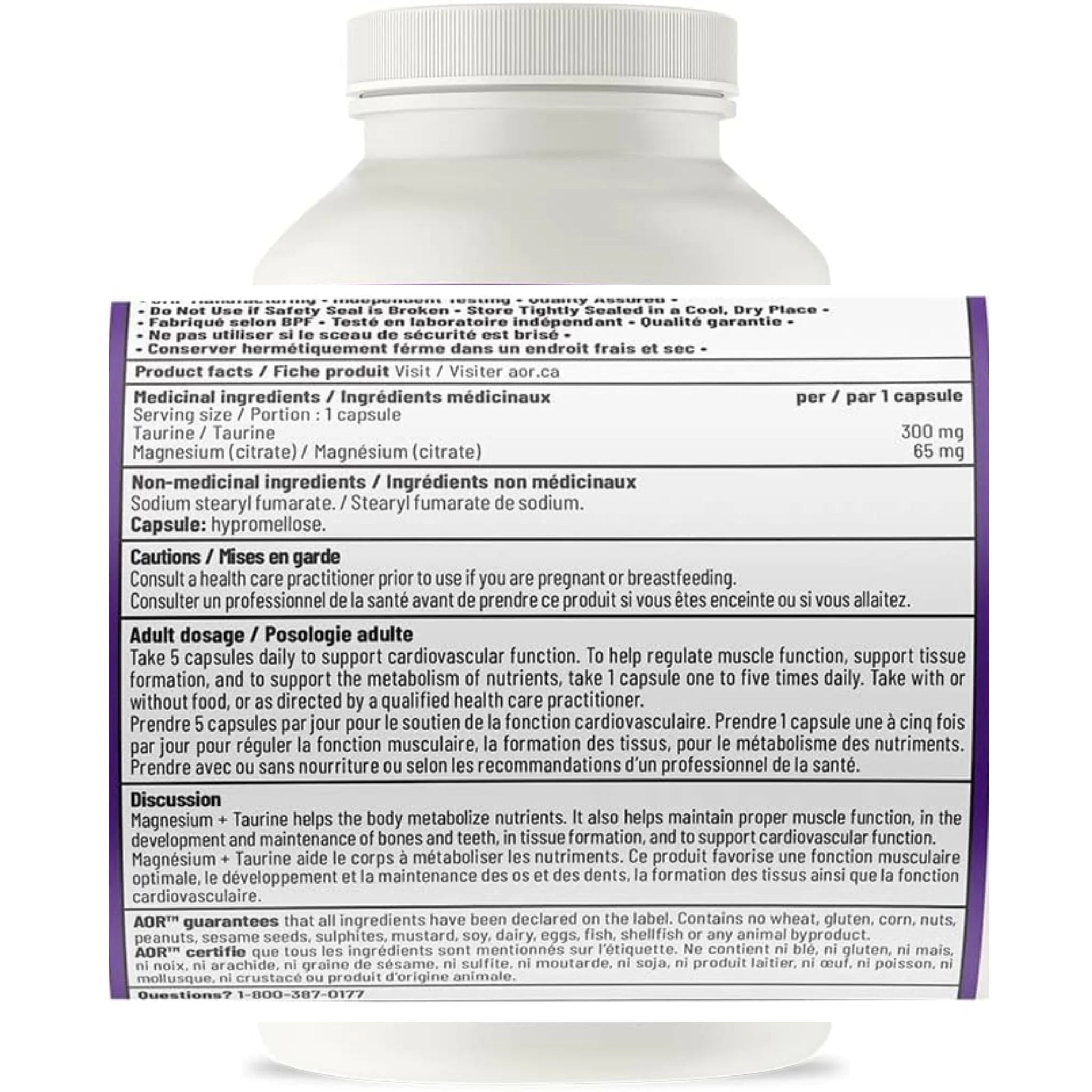 AOR Magnesium + Taurine 180 Veg-Caps