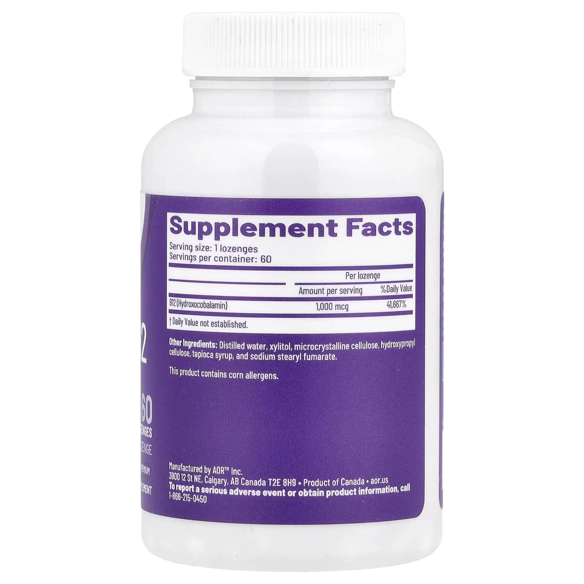 AOR Hydroxy B12 60 Lozenges - Nature's Source Inc