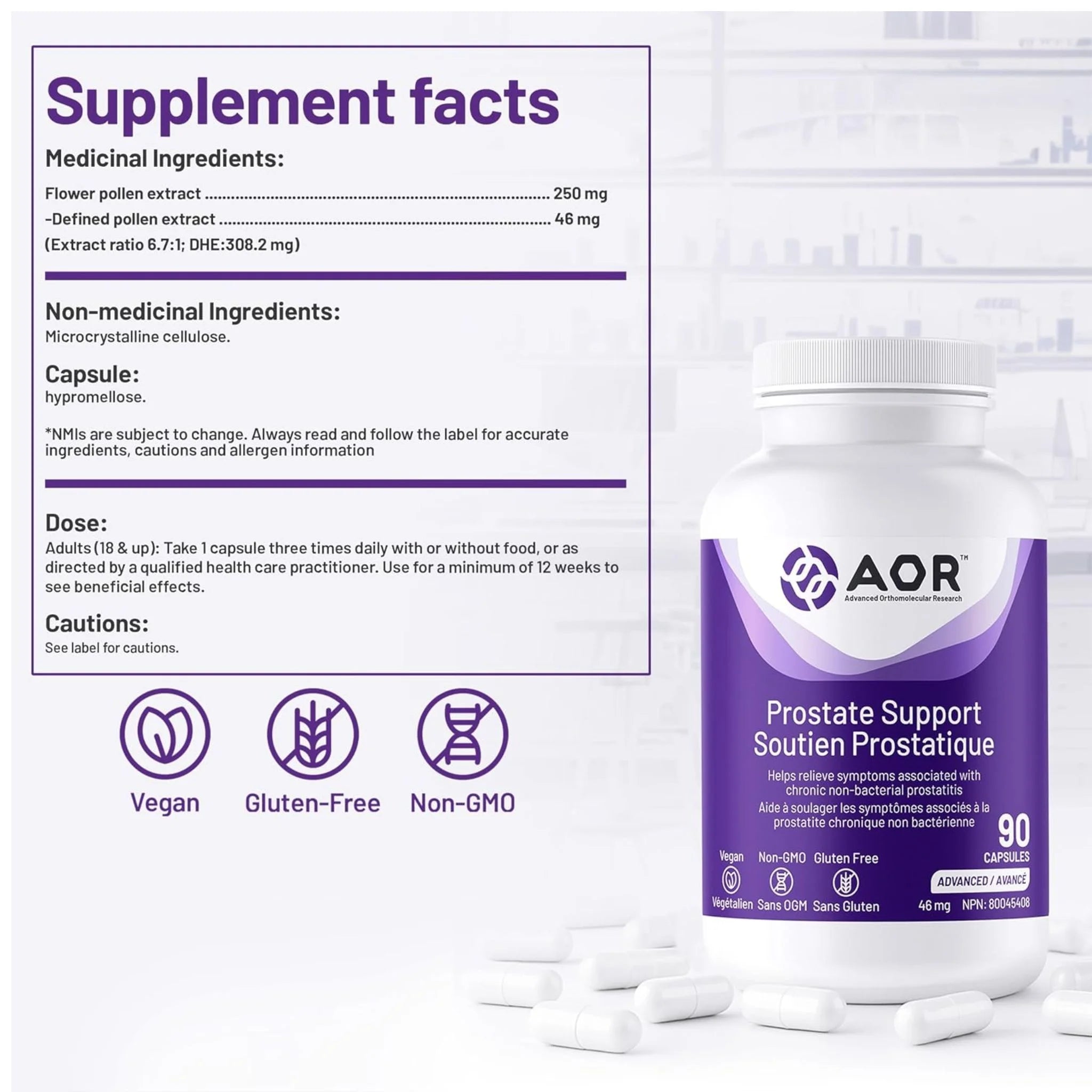 AOR Prostate Support 90 Veg-Caps - Nature's Source Inc