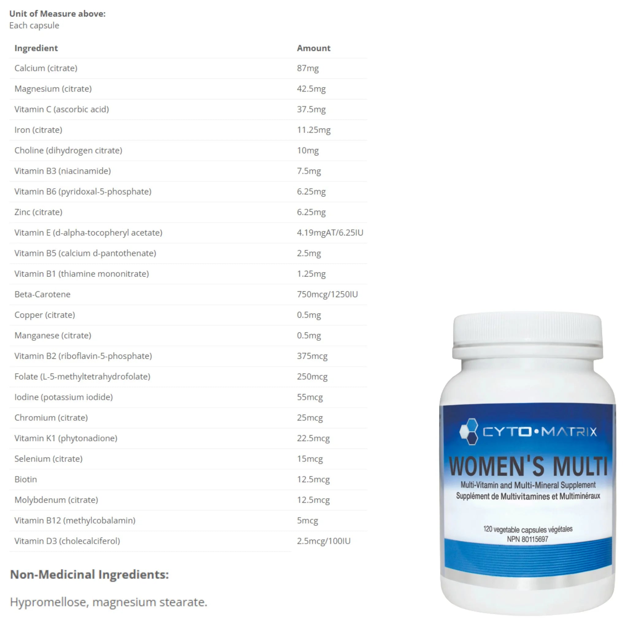 Cyto-Matrix Women's Multi 120 Vegetable Capsules