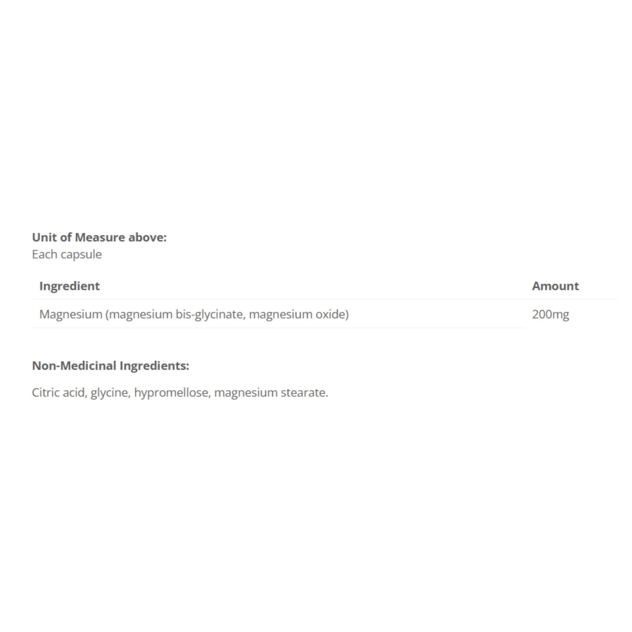 Cyto Matrix Magnesium Bis Glycinate 200mg 90 Vegetable Capsules - Nature's Source Inc