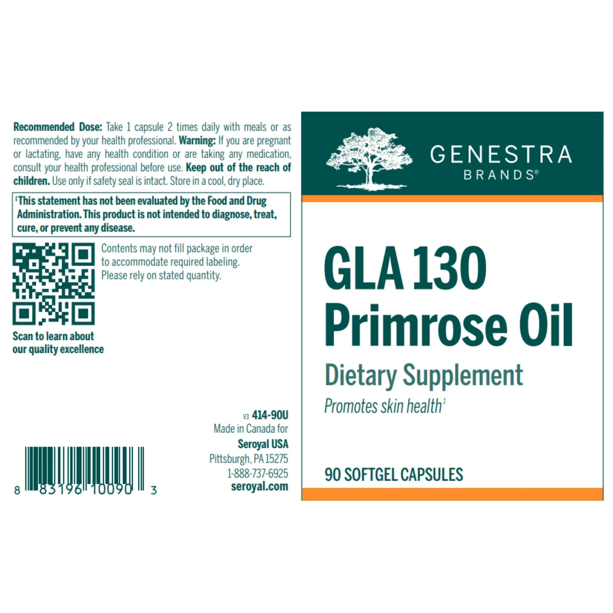 Genestra Brands GLA 130 Primrose Oil 90c - Nature's Source Inc