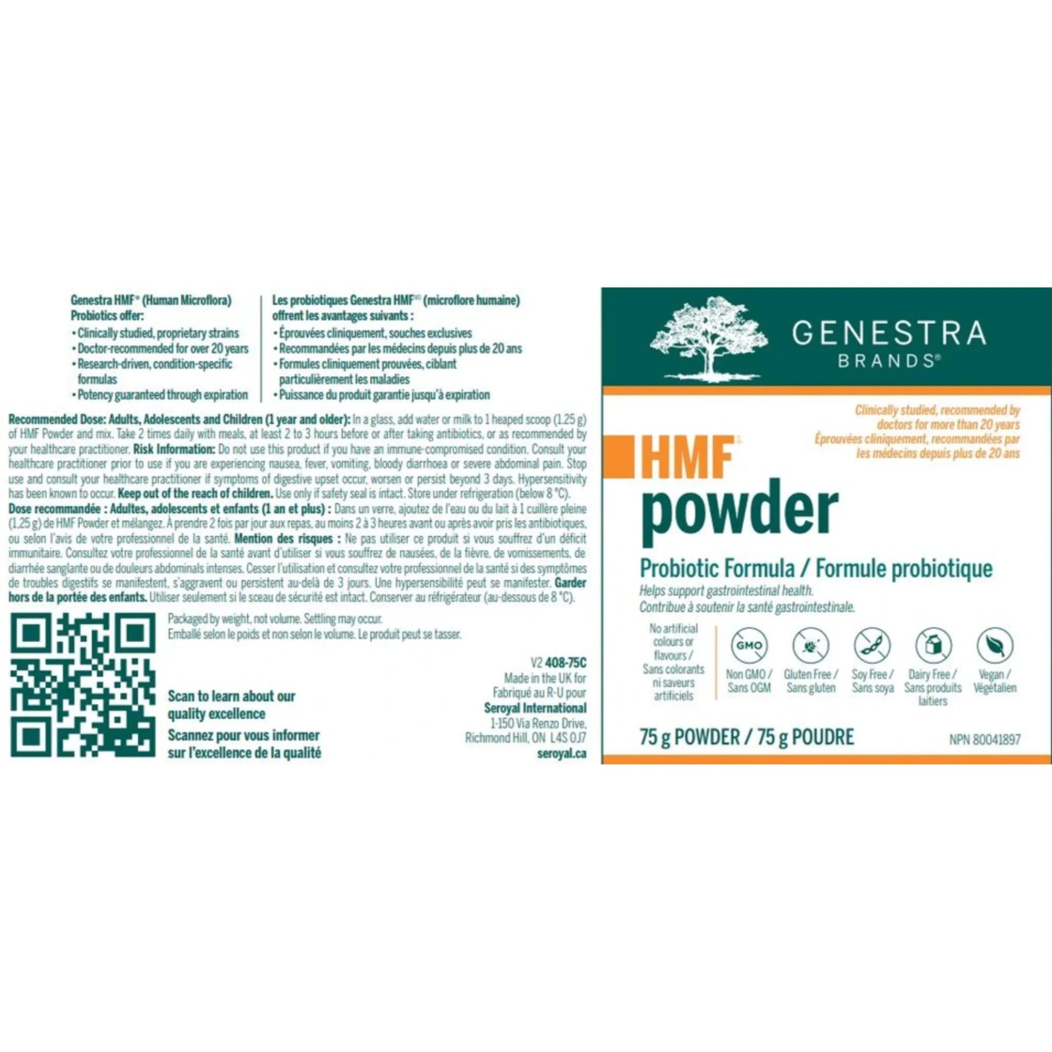 Genestra Brands HMF Powder Probiotic Formula (75g) - Nature's Source Inc