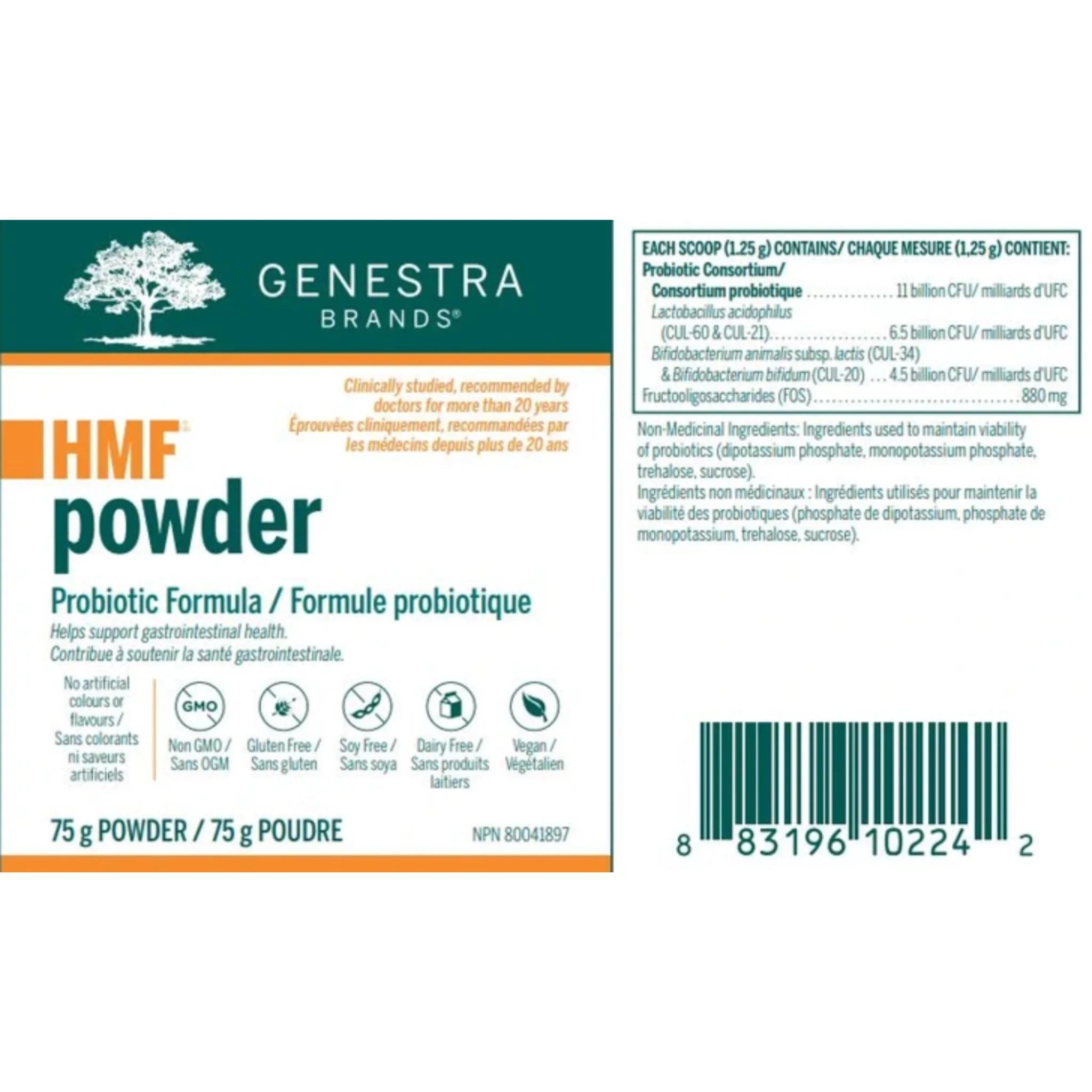 Genestra Brands HMF Powder Probiotic Formula (75g) - Nature's Source Inc