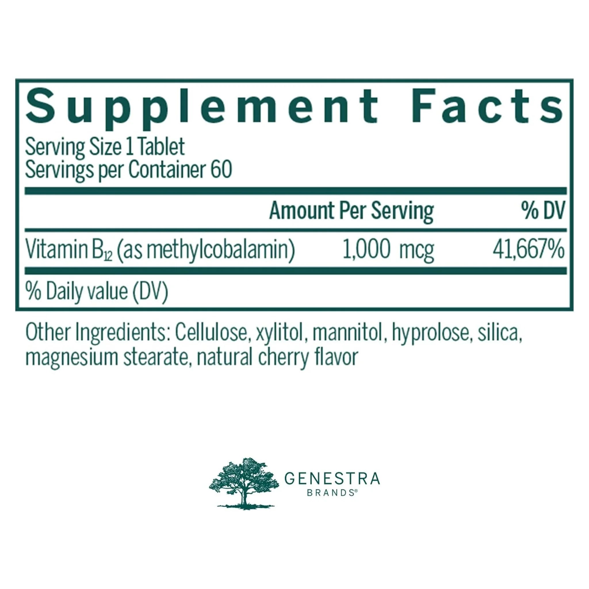 Genestra Brands Active Chewable B12 Cherry Flavor 60tabs