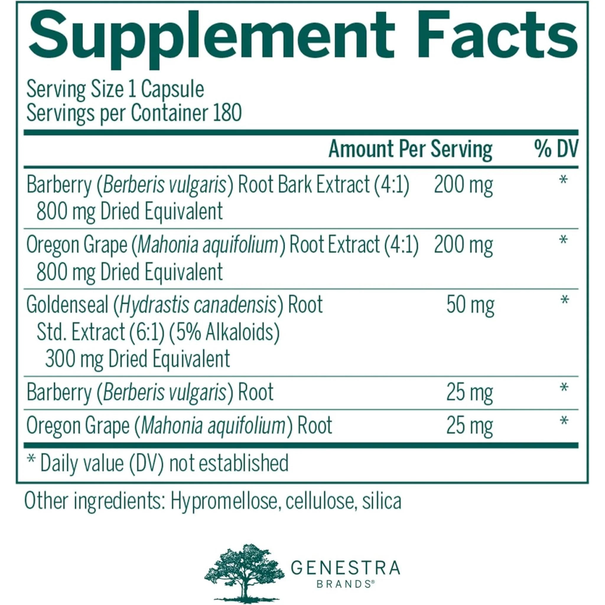 Genestra Brands Berberis Formula 180 Vegan Capsules