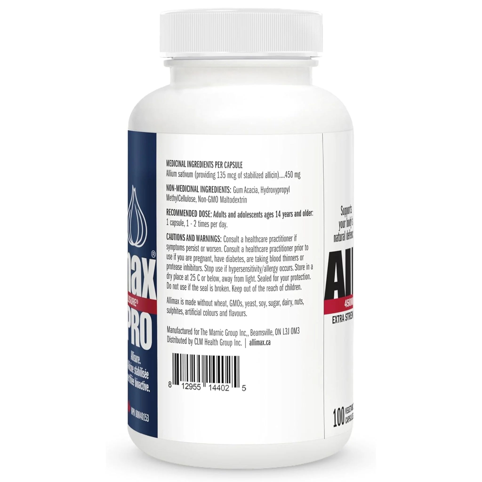 Allimax 450mg Pro Stabilized Allicin 100 Capsules - Nature's Source Inc