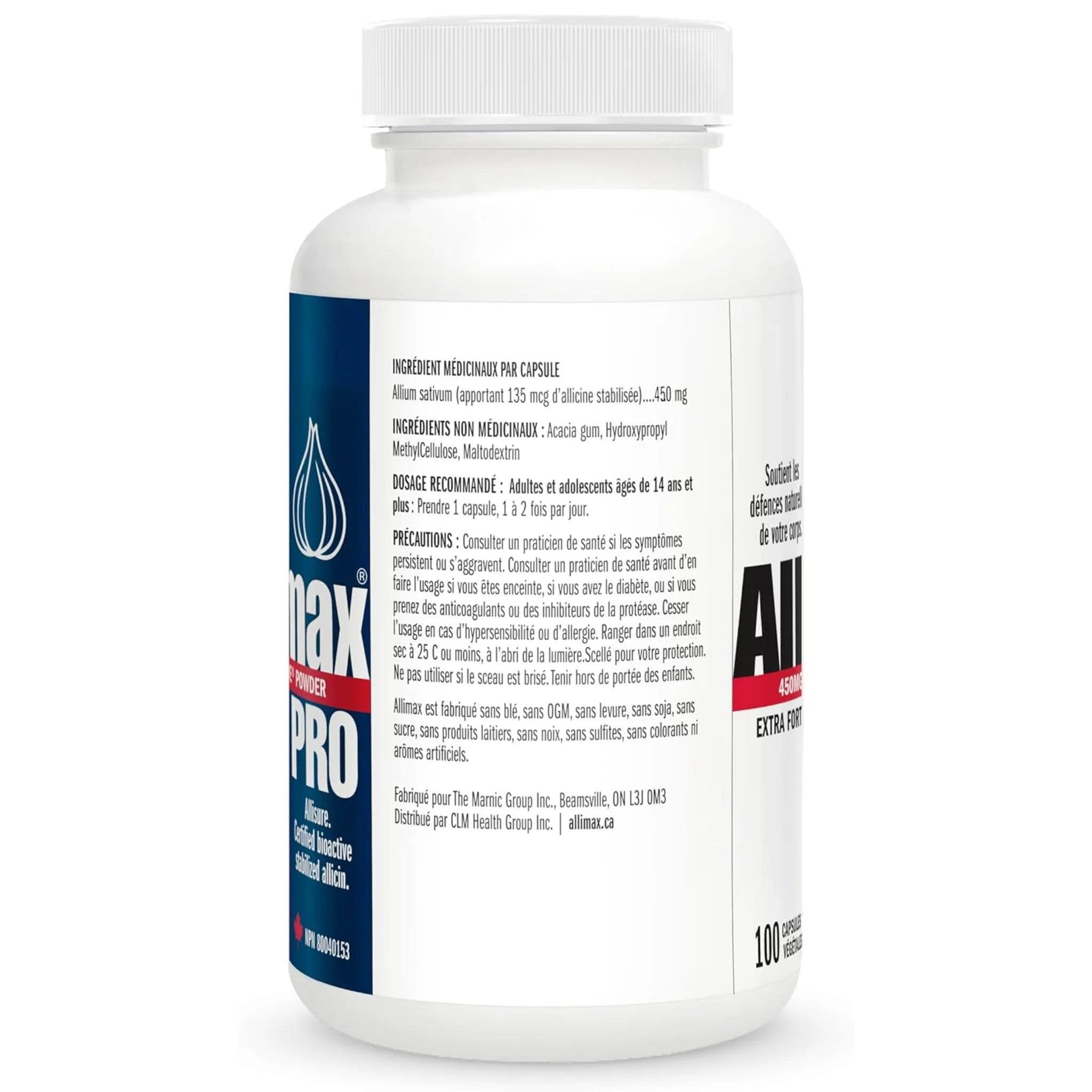 Allimax 450mg Pro Stabilized Allicin 100 Capsules - Nature's Source Inc