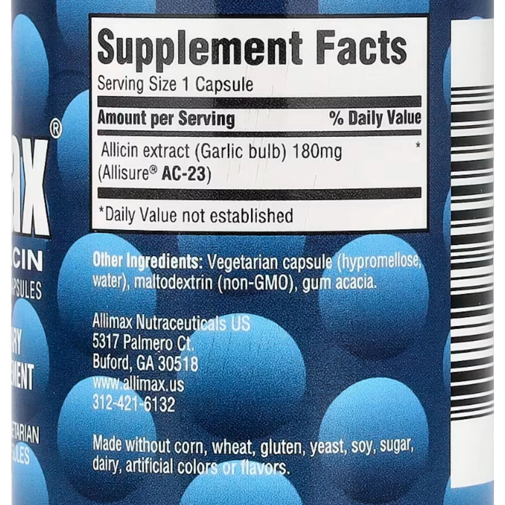 Allimax 180mg Stabilized Allicin 30 Capsules