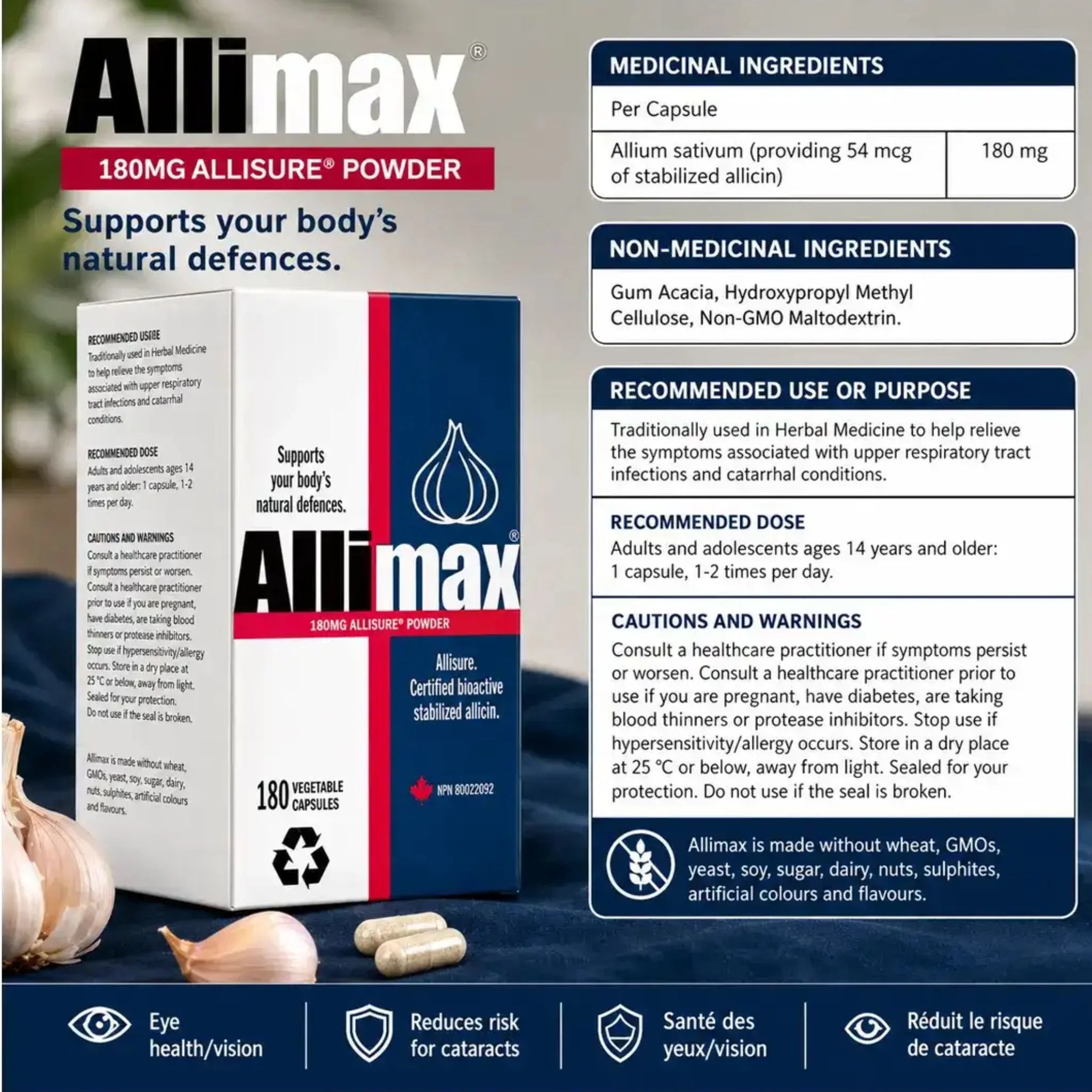 Allimax 180mg Stabilized Allicin 180 Capsules